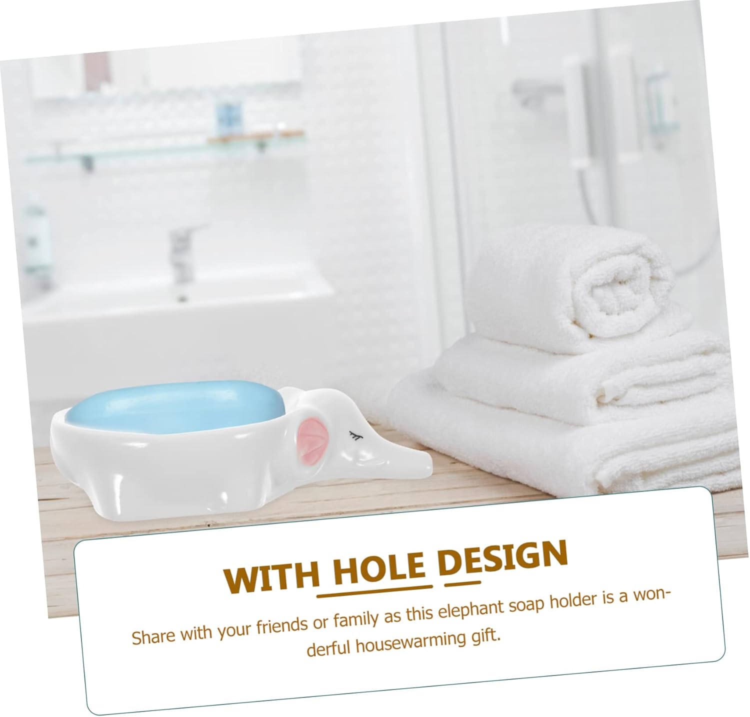 Ciieeo Ceramic Elephant Soap Holder with Drainage Holes