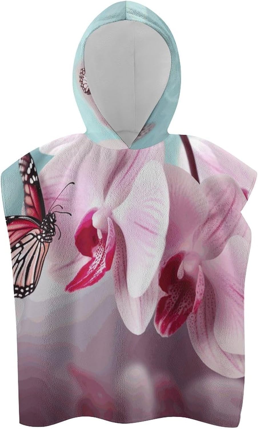 Kids Bath Towel with Hood and Butterfly Print