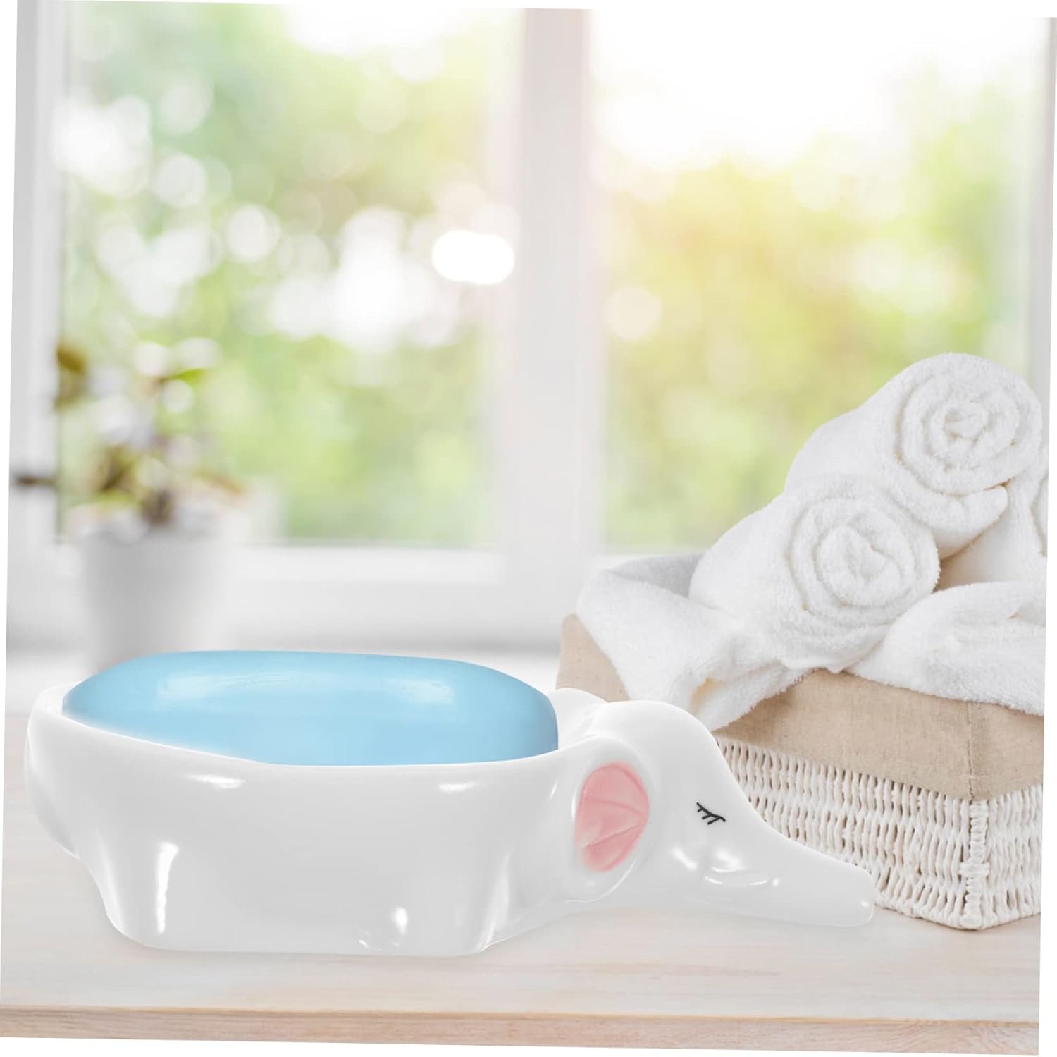 Ciieeo Ceramic Elephant Soap Holder with Drainage Holes