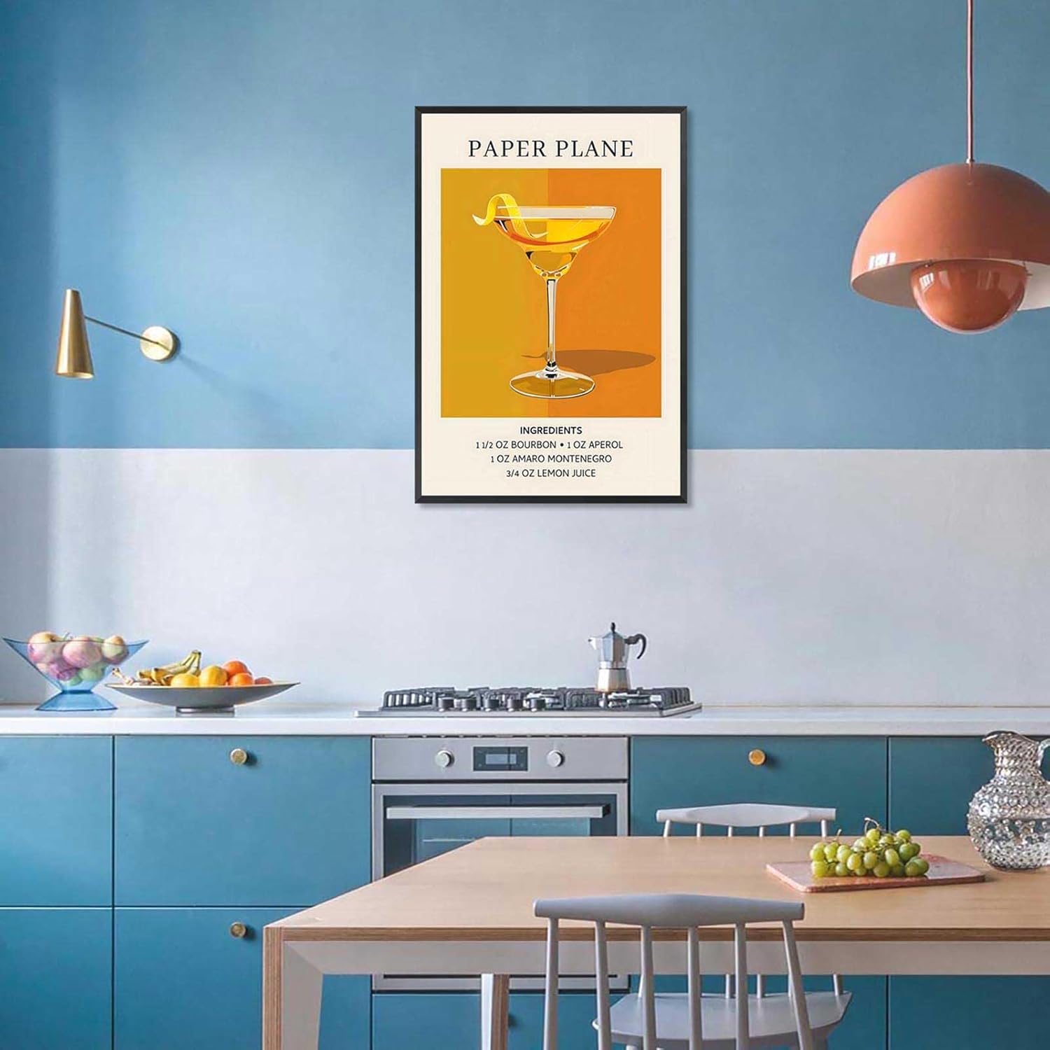 Vintage Cocktail Poster 12x16in Framed Wall Art