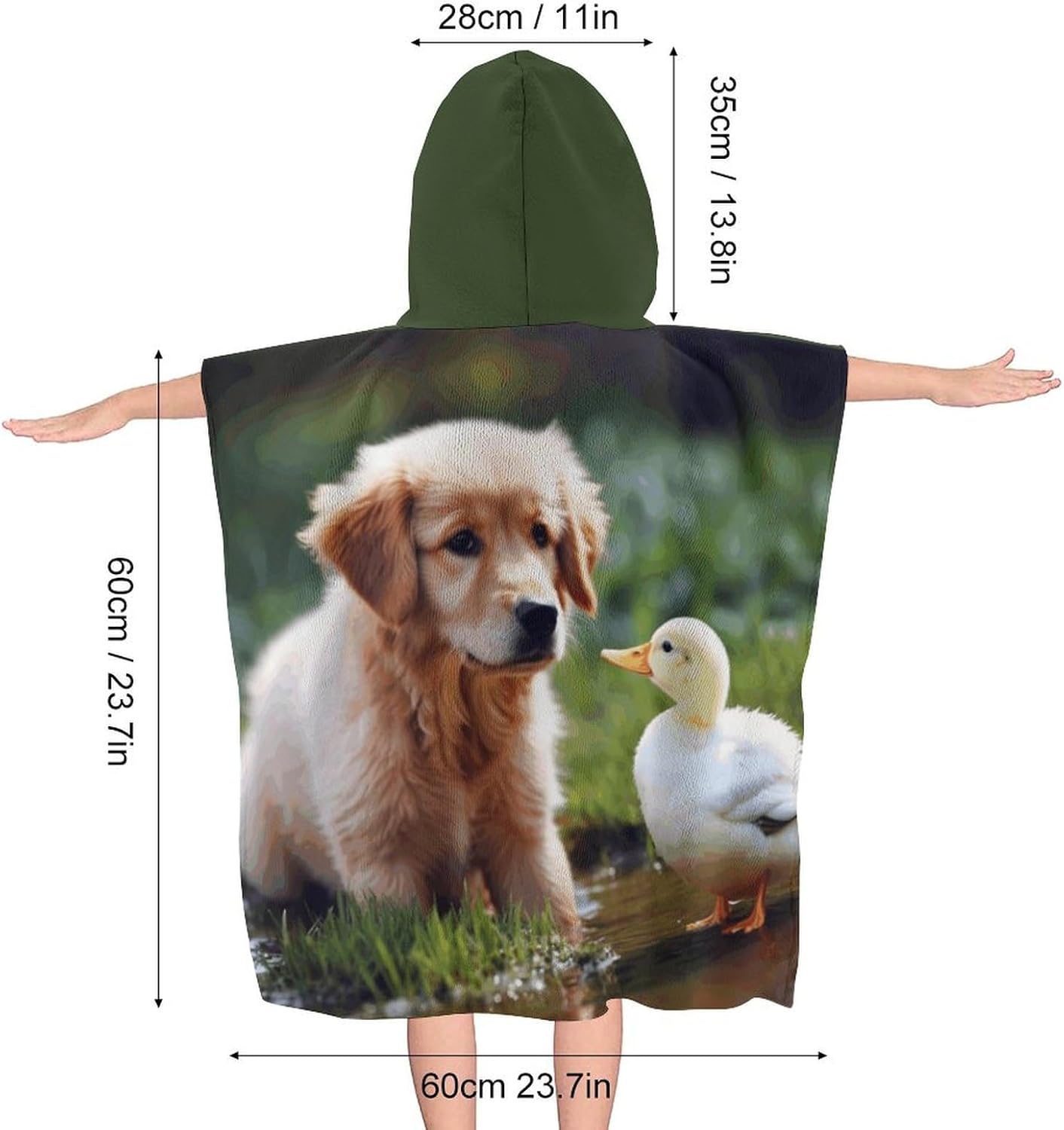 Dog And A Duck Kids Bath Towel with Hood