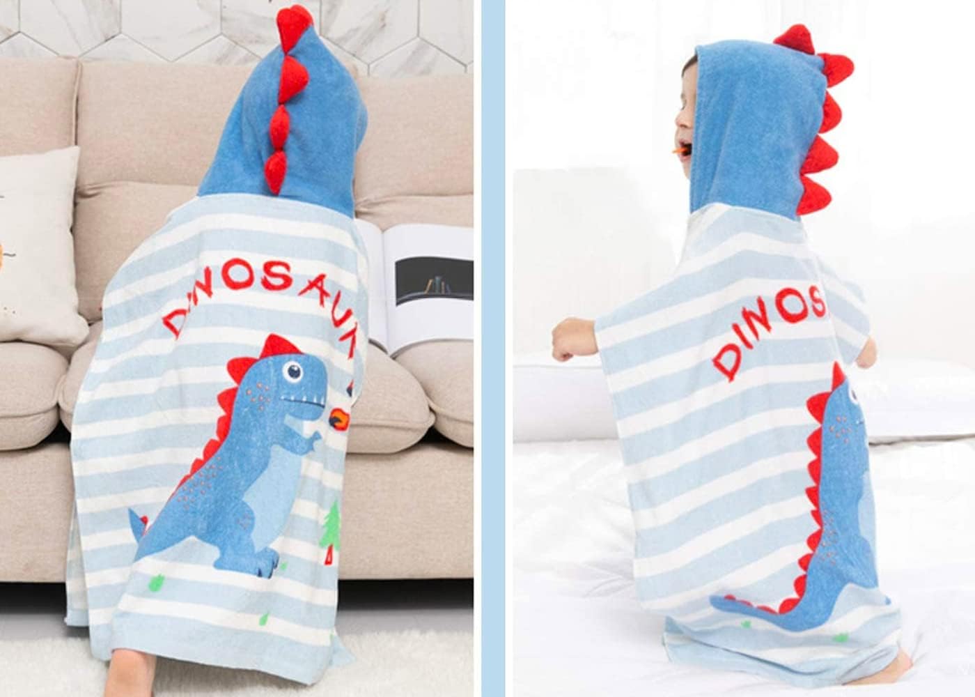 Kids Hooded Beach Towel Poncho with Animal Pattern
