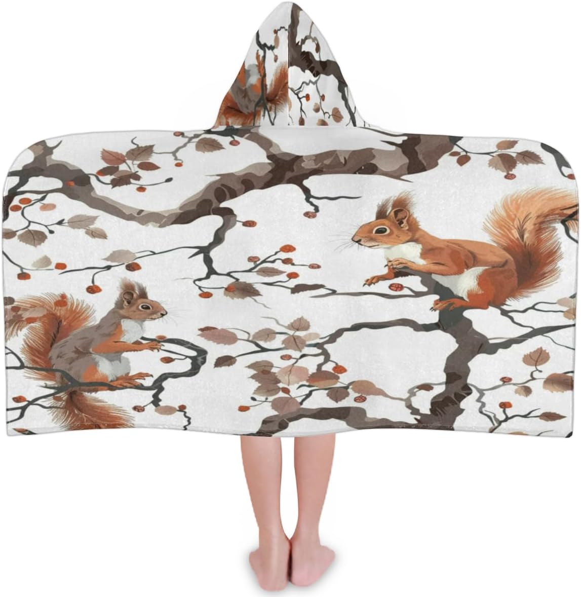 Squirrel Kids Hooded Beach Towel for Boys Girls