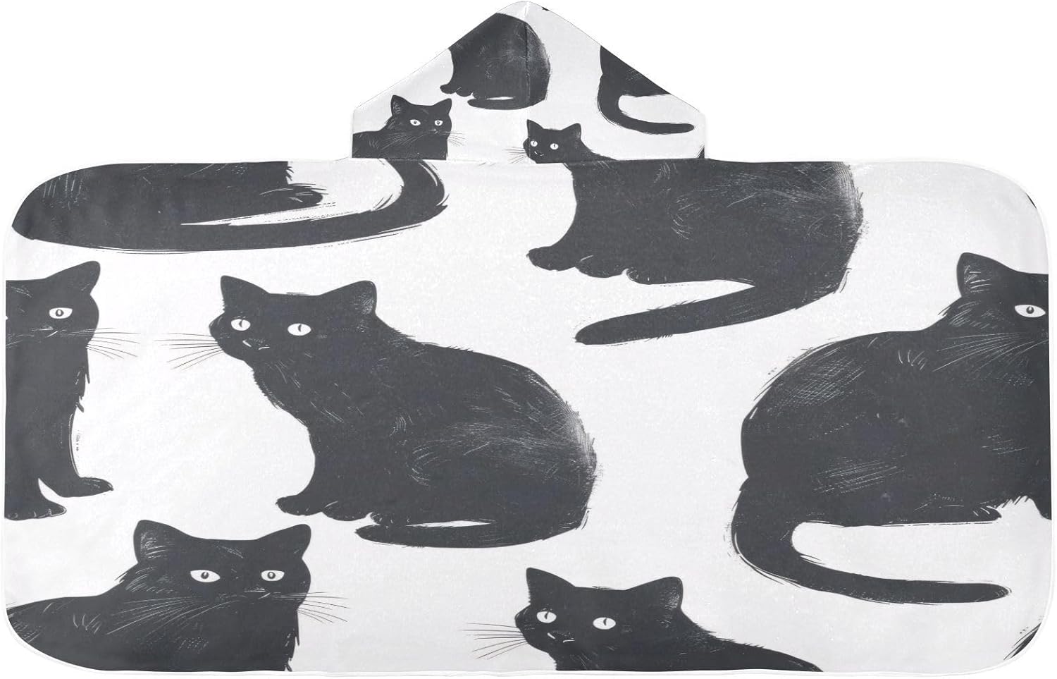 Msyxl Black Cats Hooded Kids Bath Towel