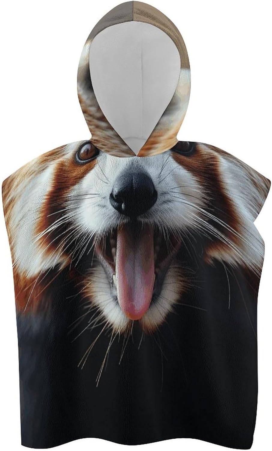 Kids Hooded Bath Towel with Sticking Out Tongue Print