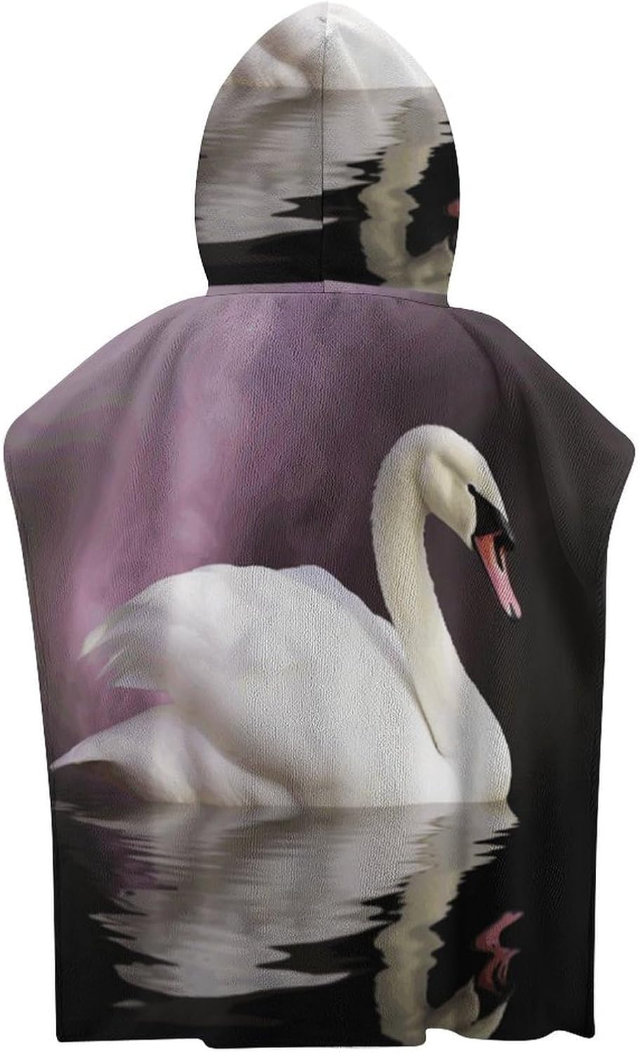 Kids Hooded Bath Towel with White Swan Print