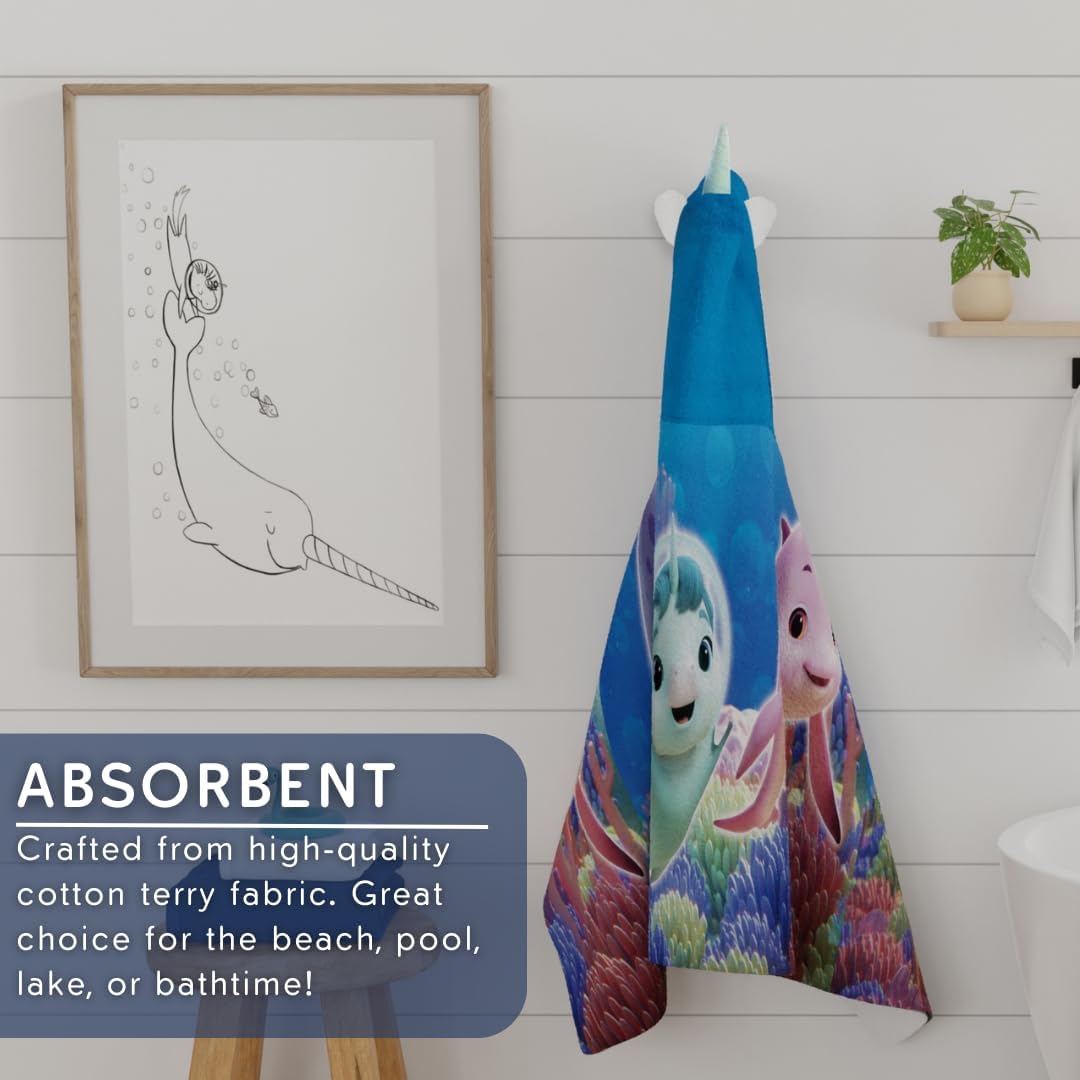 Franco DreamWorks Not Quite Narwhal Hooded Bath Towel 24x50 Inch