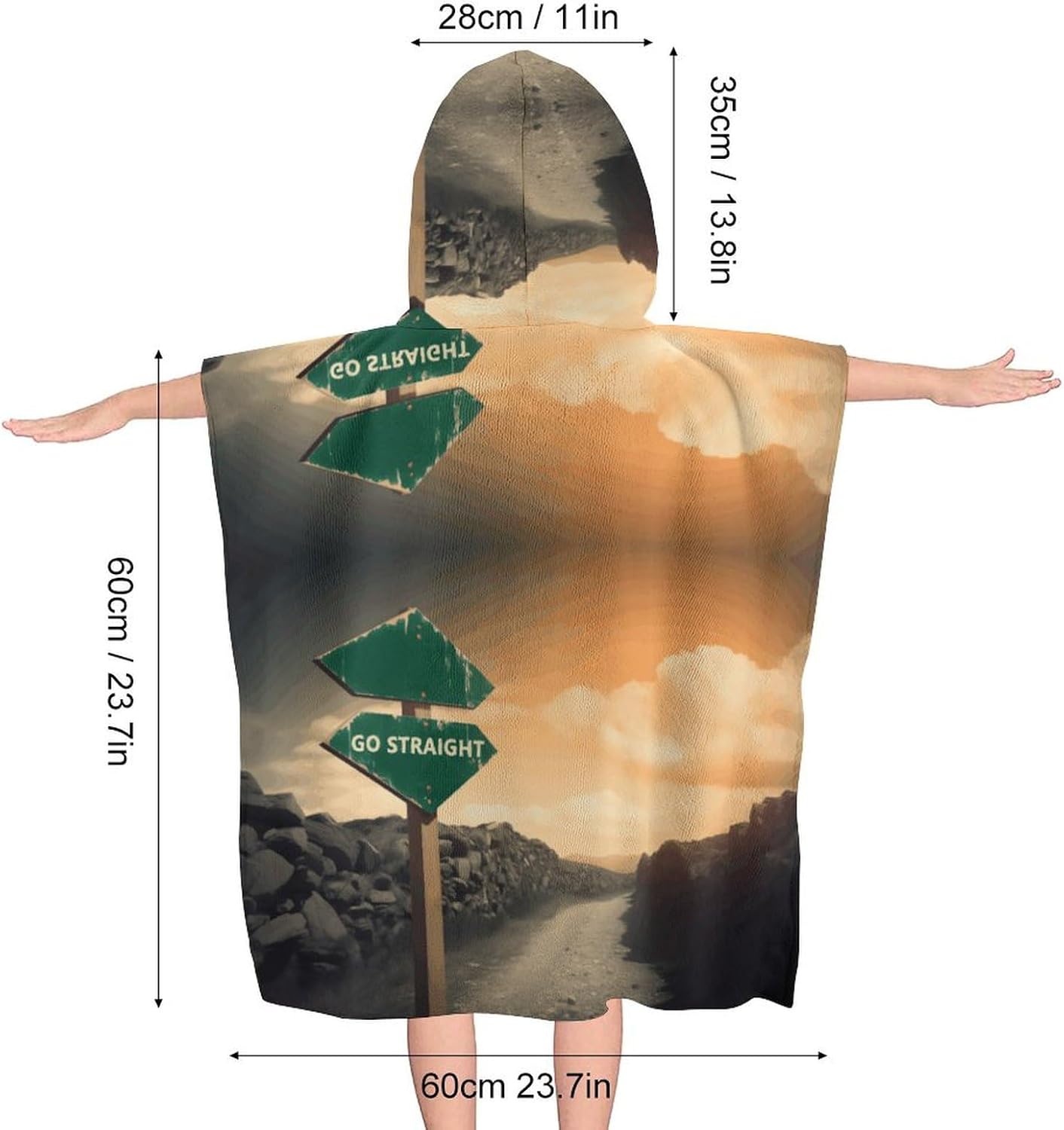 Kids Hooded Beach Towel with Road Print