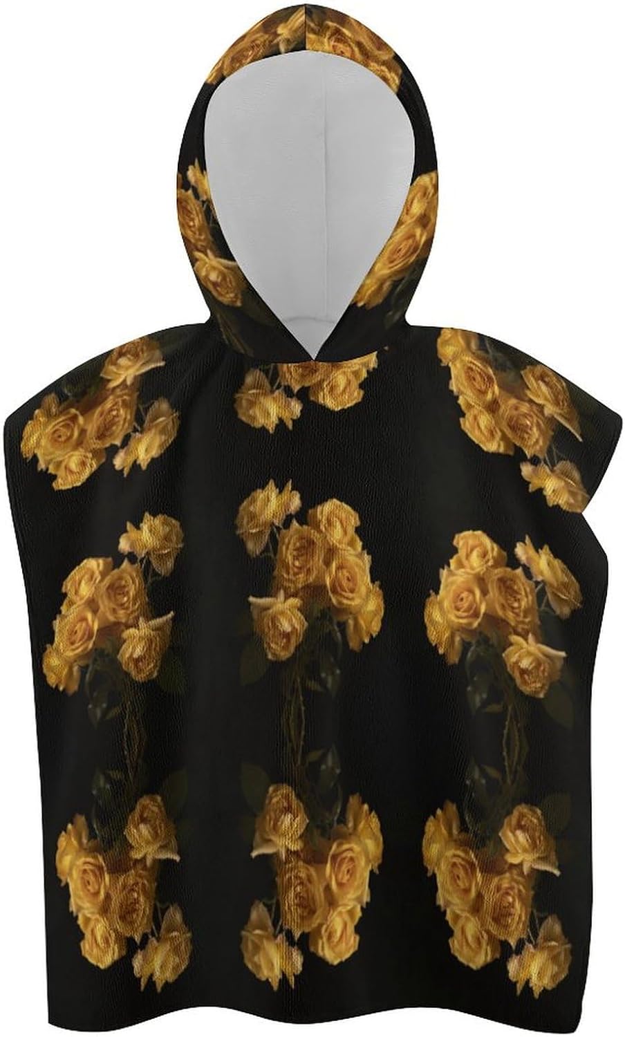 Kids Hooded Bath Towel with Yellow Roses Design