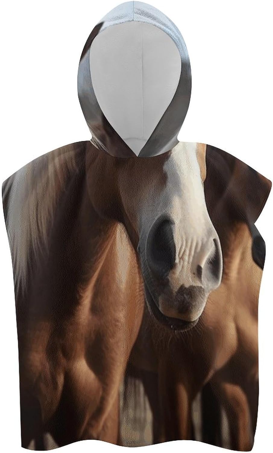 Kids Hooded Bath Towel with Horses Print