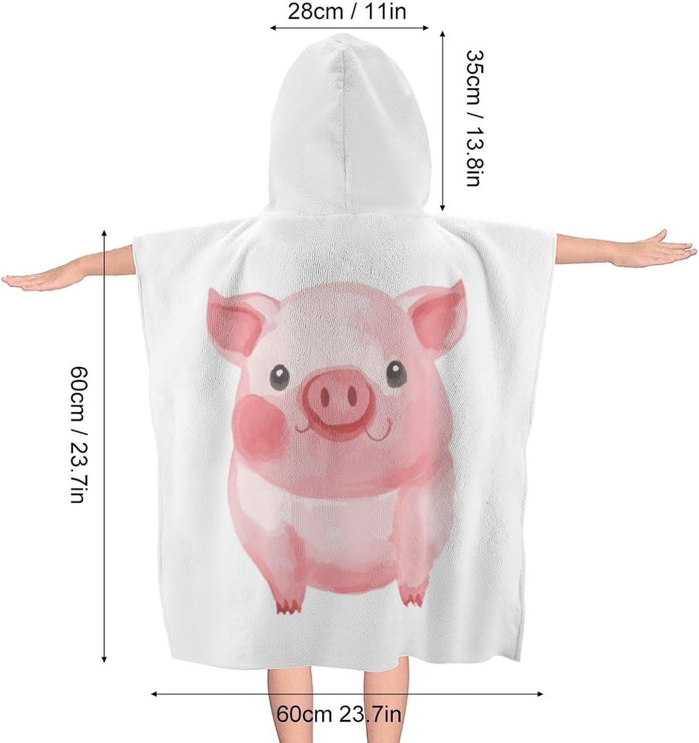 Kids Hooded Towel with Pig Print for Boys Girls