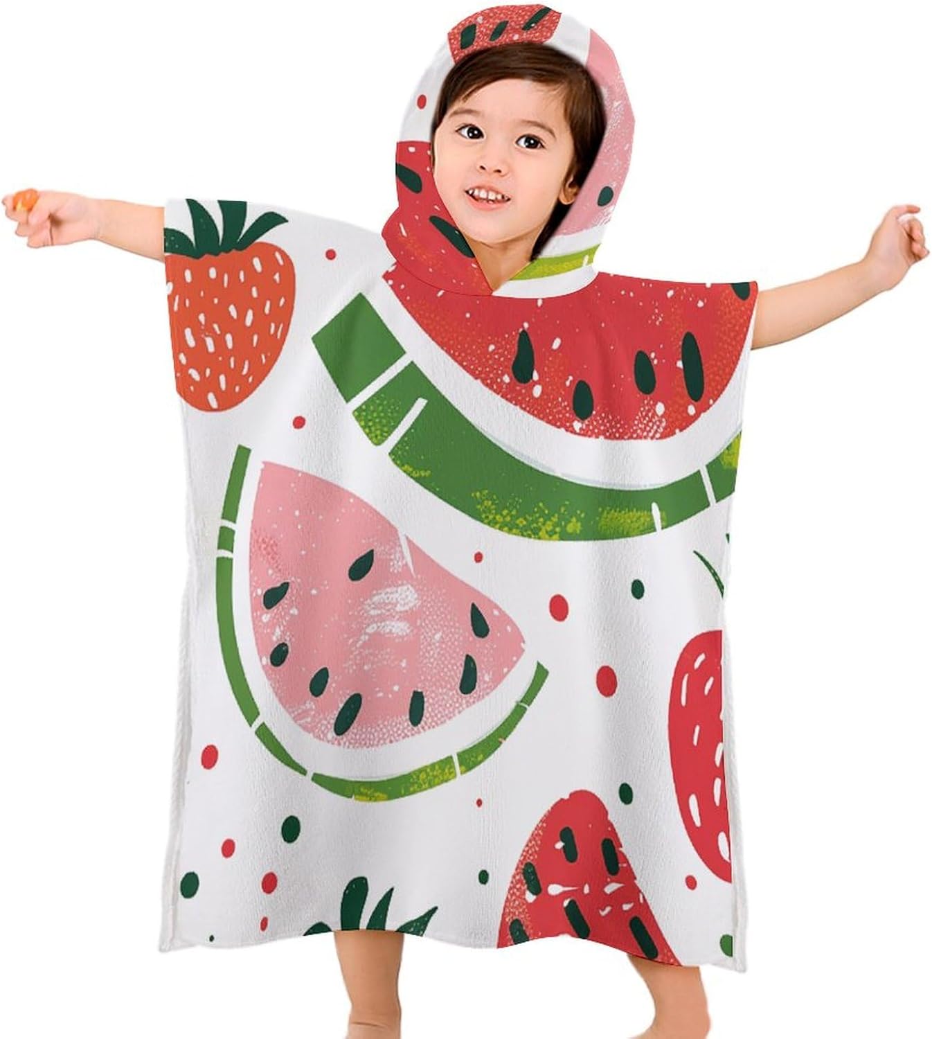 Bright Coral Red Kids Hooded Bath Towel