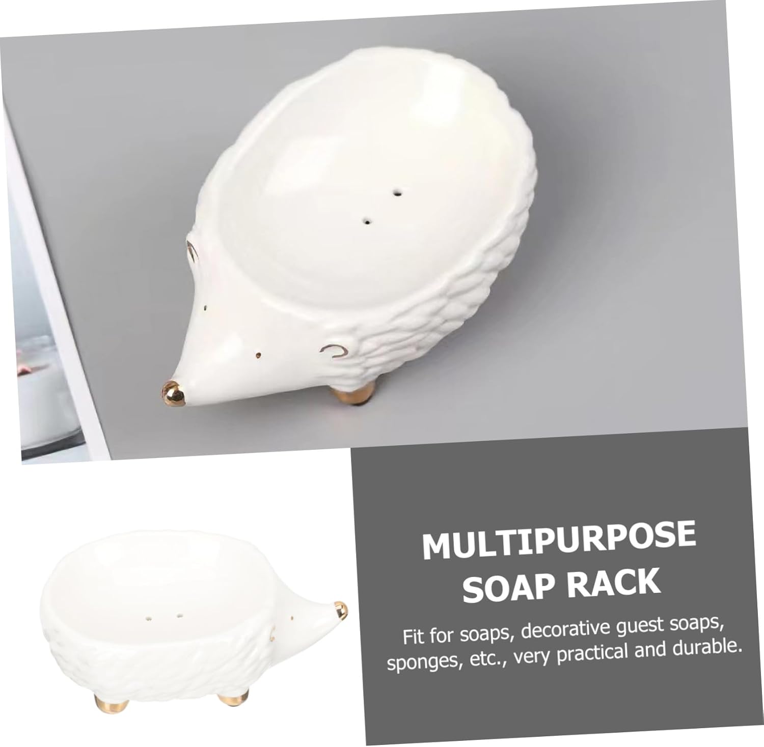 Cute Ceramic Hedgehog Soap Dish Bathroom Accessory Holder