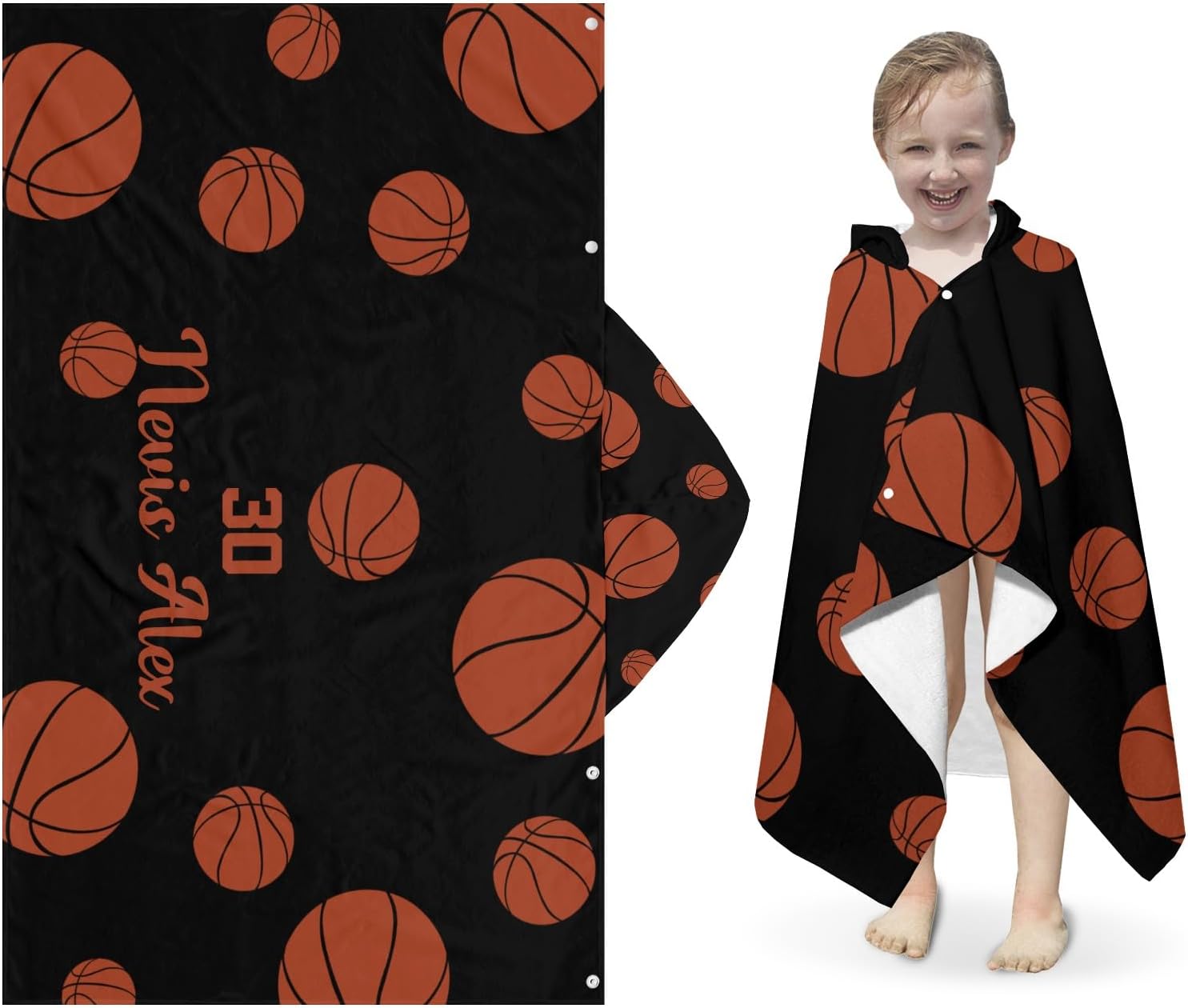 Deven Sport Basketball Personalized Hooded Bath Towel for Kids