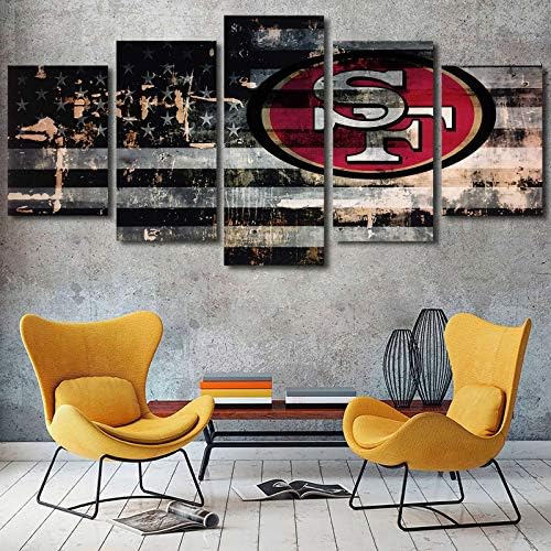 San Francisco 49ers Football Poster Set 5 Pieces Framed Wall Art