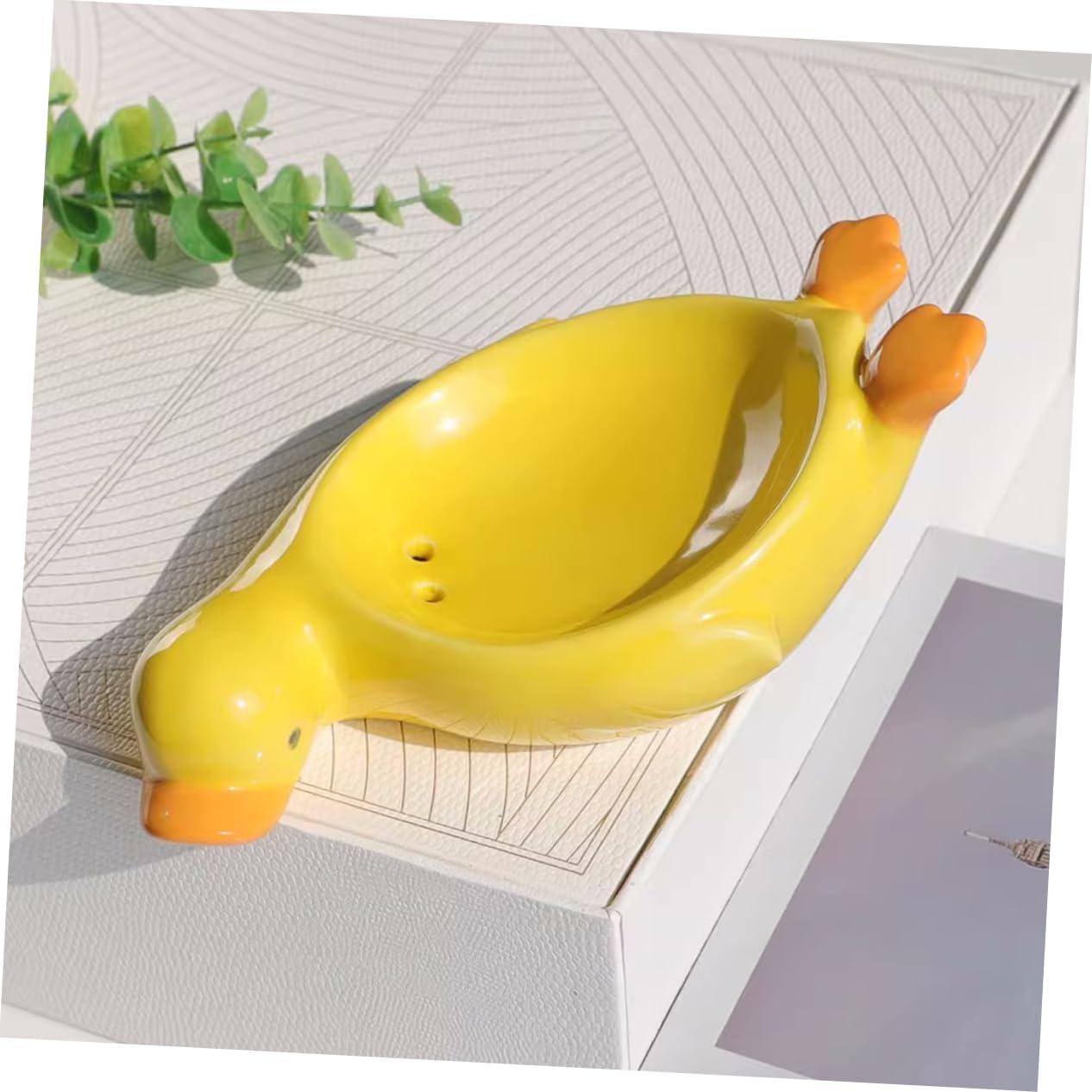 Cute Duck Ceramic Soap Holder with Self Draining Feature
