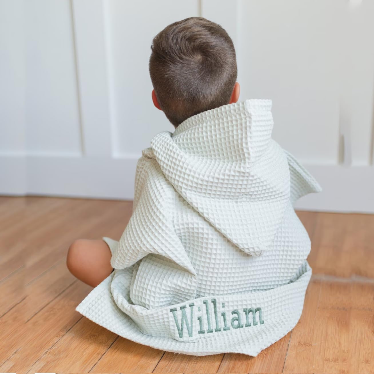 Kids Waffle Beach Towel Poncho with Custom Embroidery