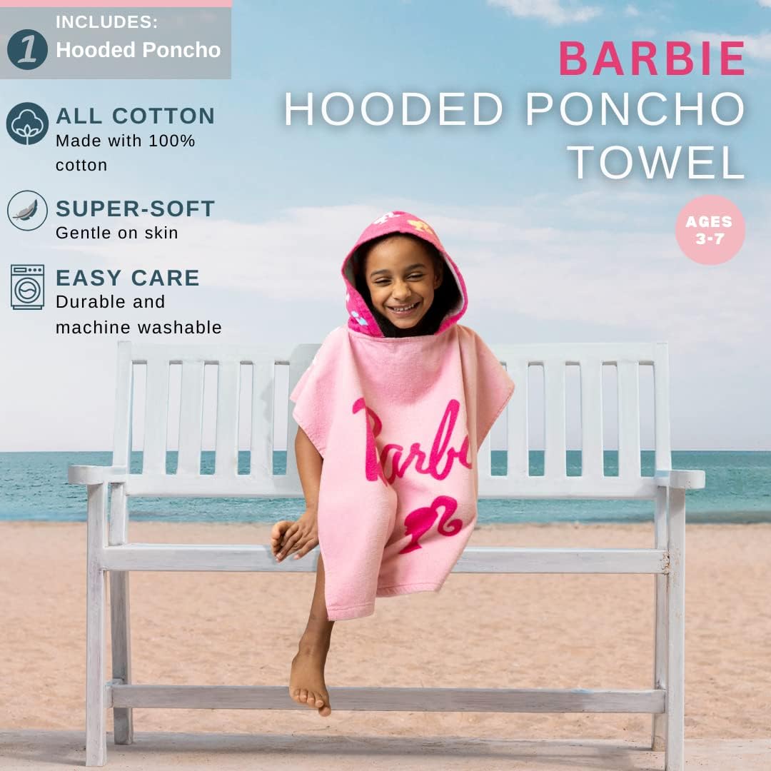 Franco Barbie Hooded Towel Poncho 24x22 Large