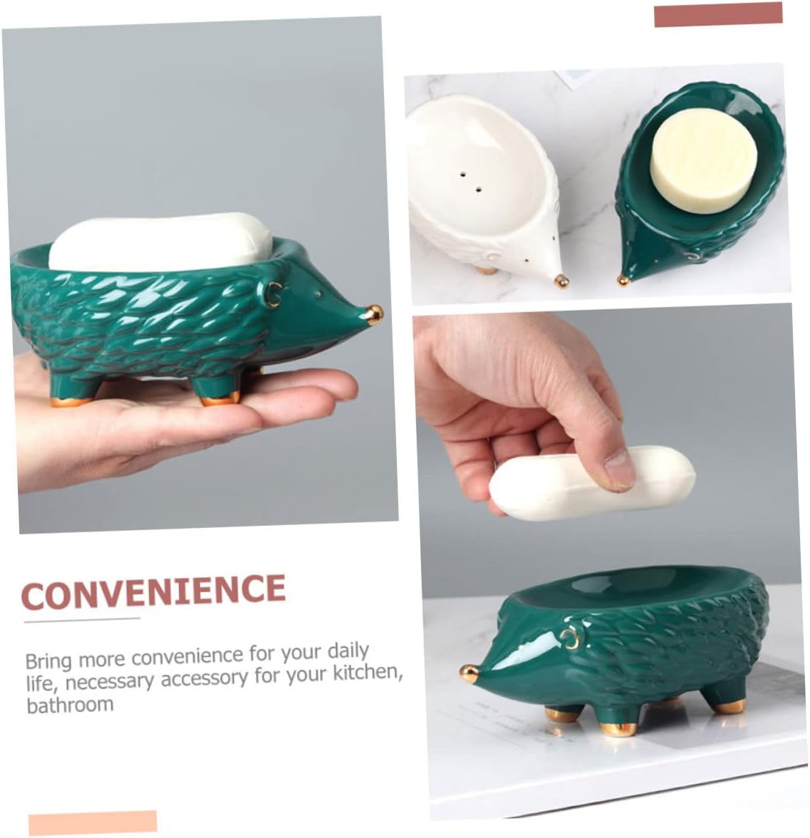 GLEAVI Cartoon Ceramic Hedgehog Soap Holder