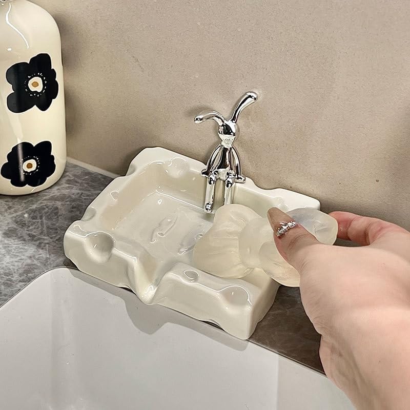 Creative Ceramic Soap Dish with Decorative Figure