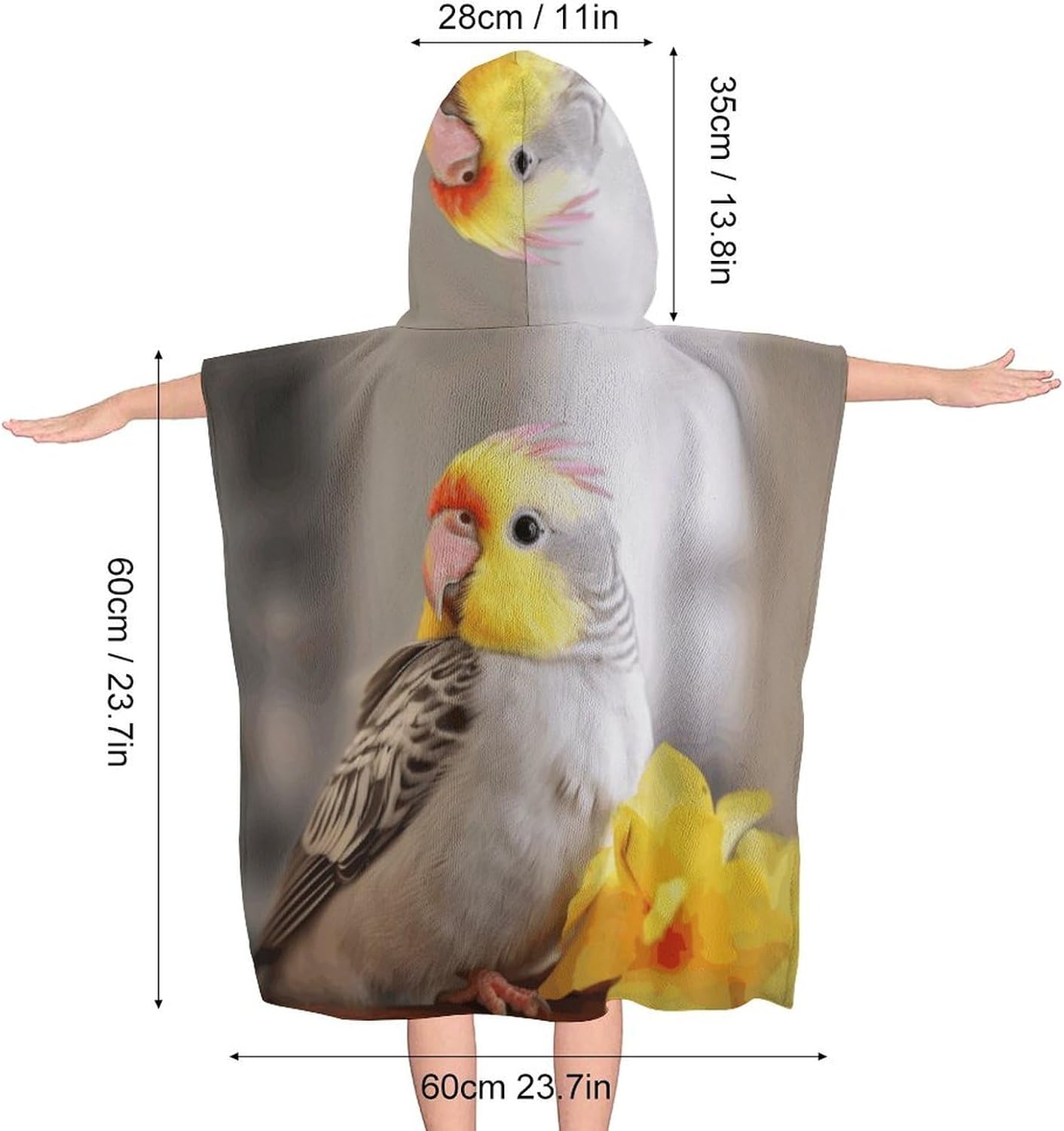 Cute Cockatiel Kids Hooded Bath Towel