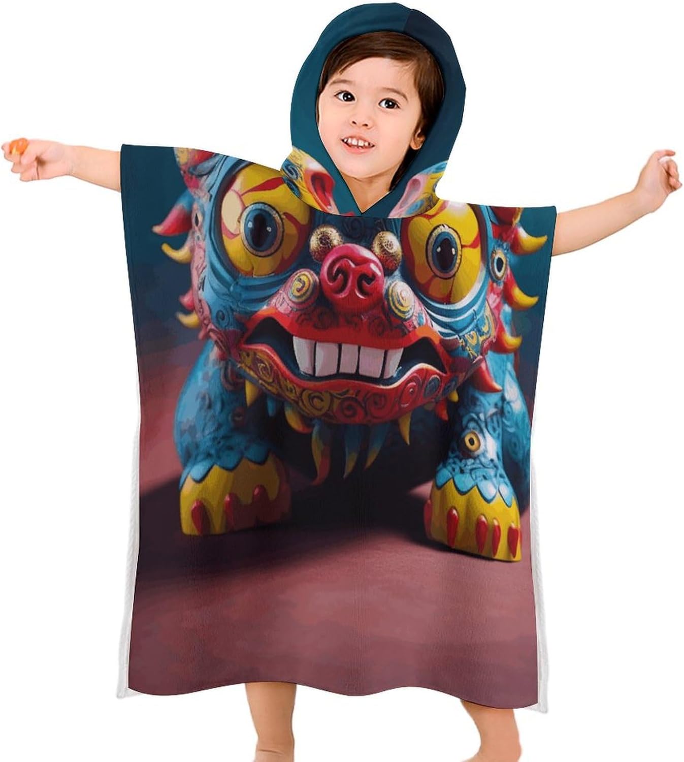 Kids Hooded Bath Towel with Lion Print