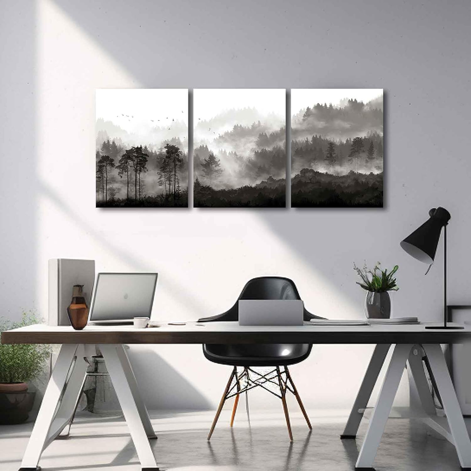YJYart Misty Forest Wall Decor 3 Piece 12x16