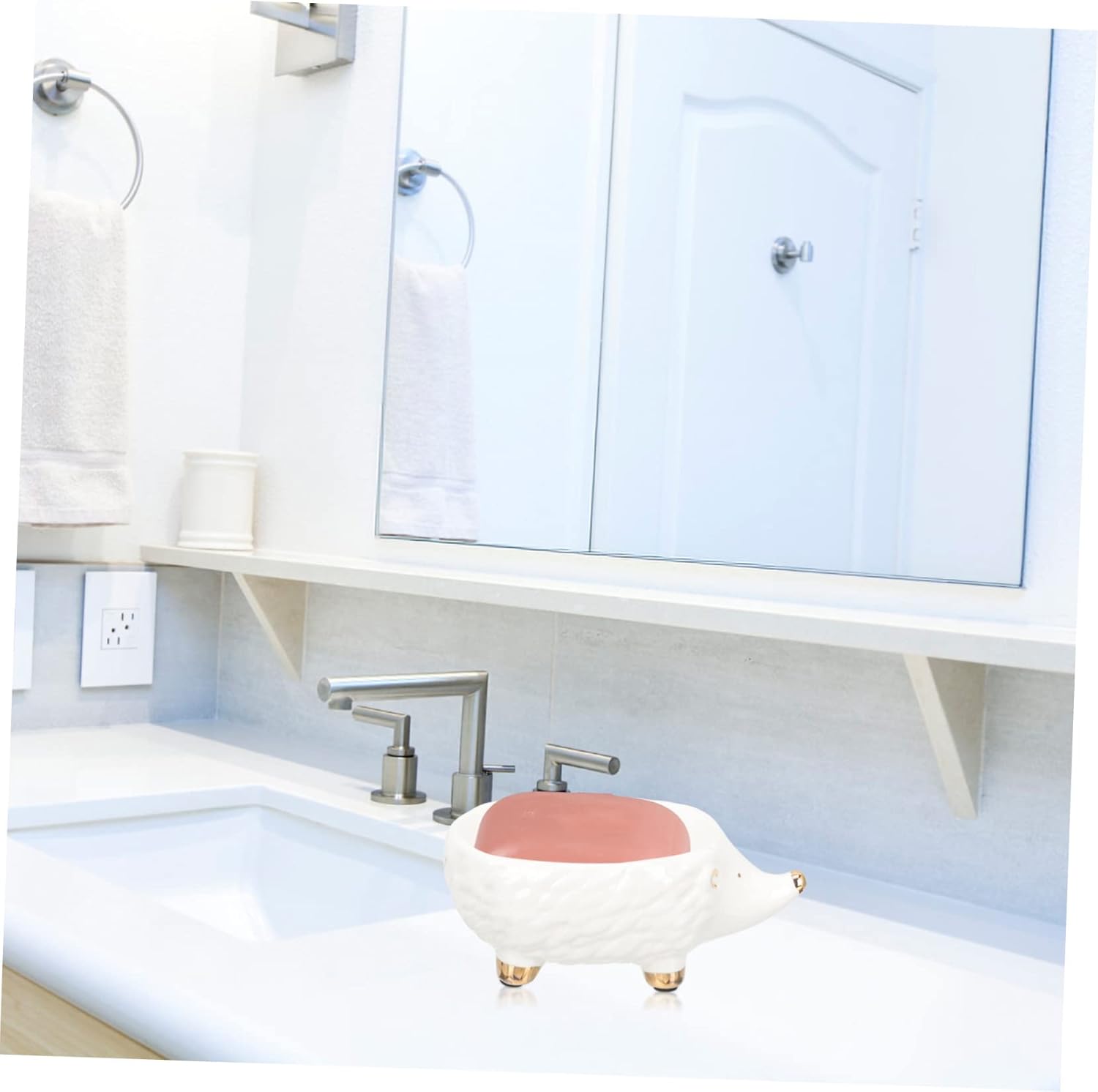 Ceramic Hedgehog Soap Holder for Bathroom Decor