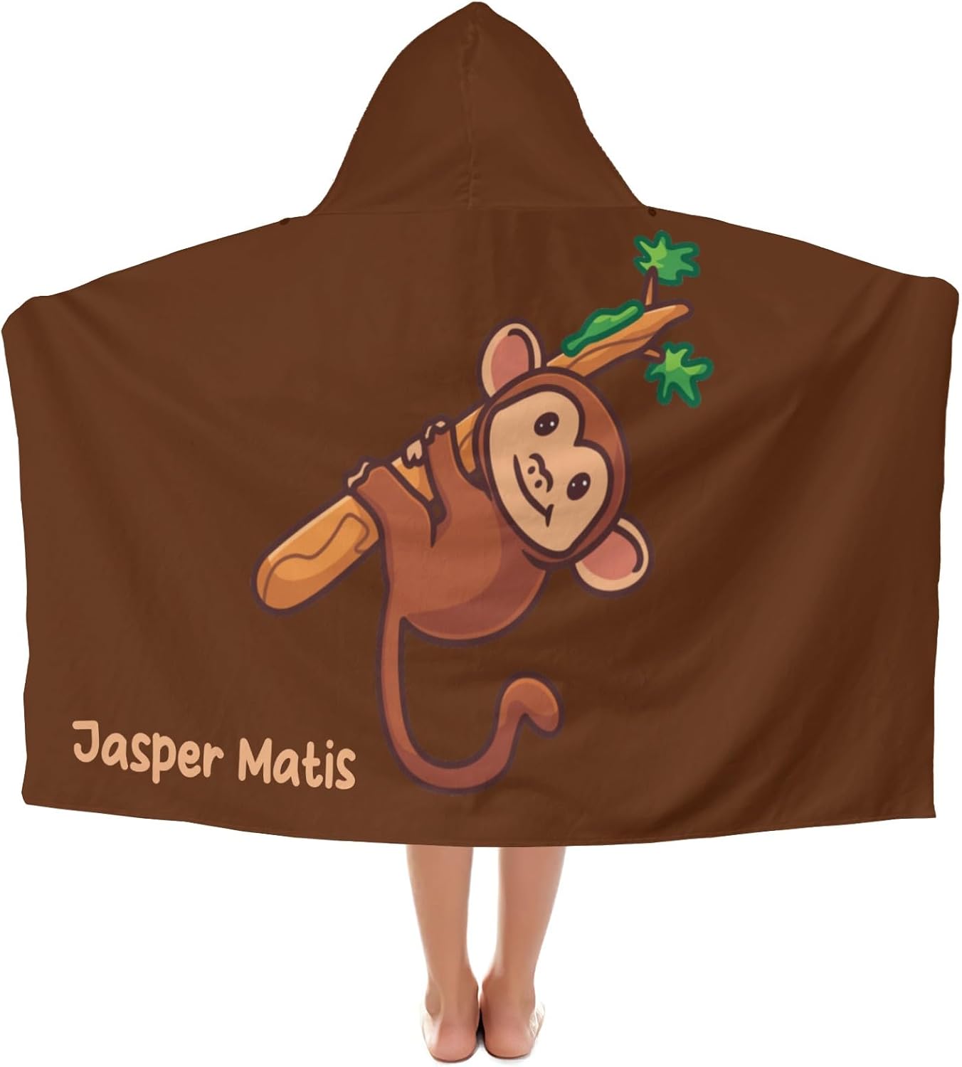 Deven Monkey Branches Personalized Hooded Bath Towel Wrap for Kids