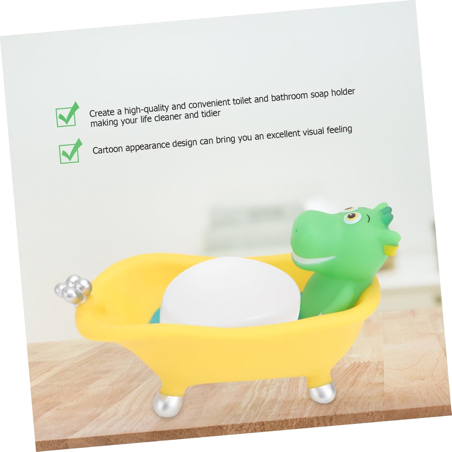 Luxshiny Cartoon Dinosaur Soap Holder with Drain for Bathroom