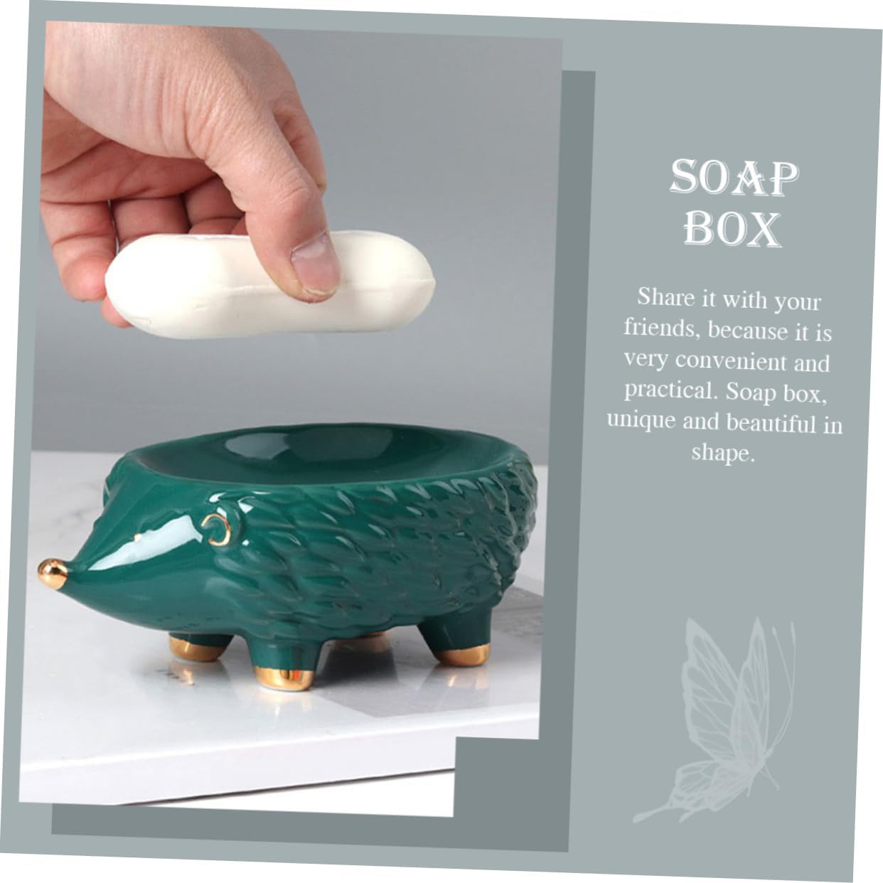 VOSAREA Ceramic Soap Stand Draining Holder for Bathroom Kitchen