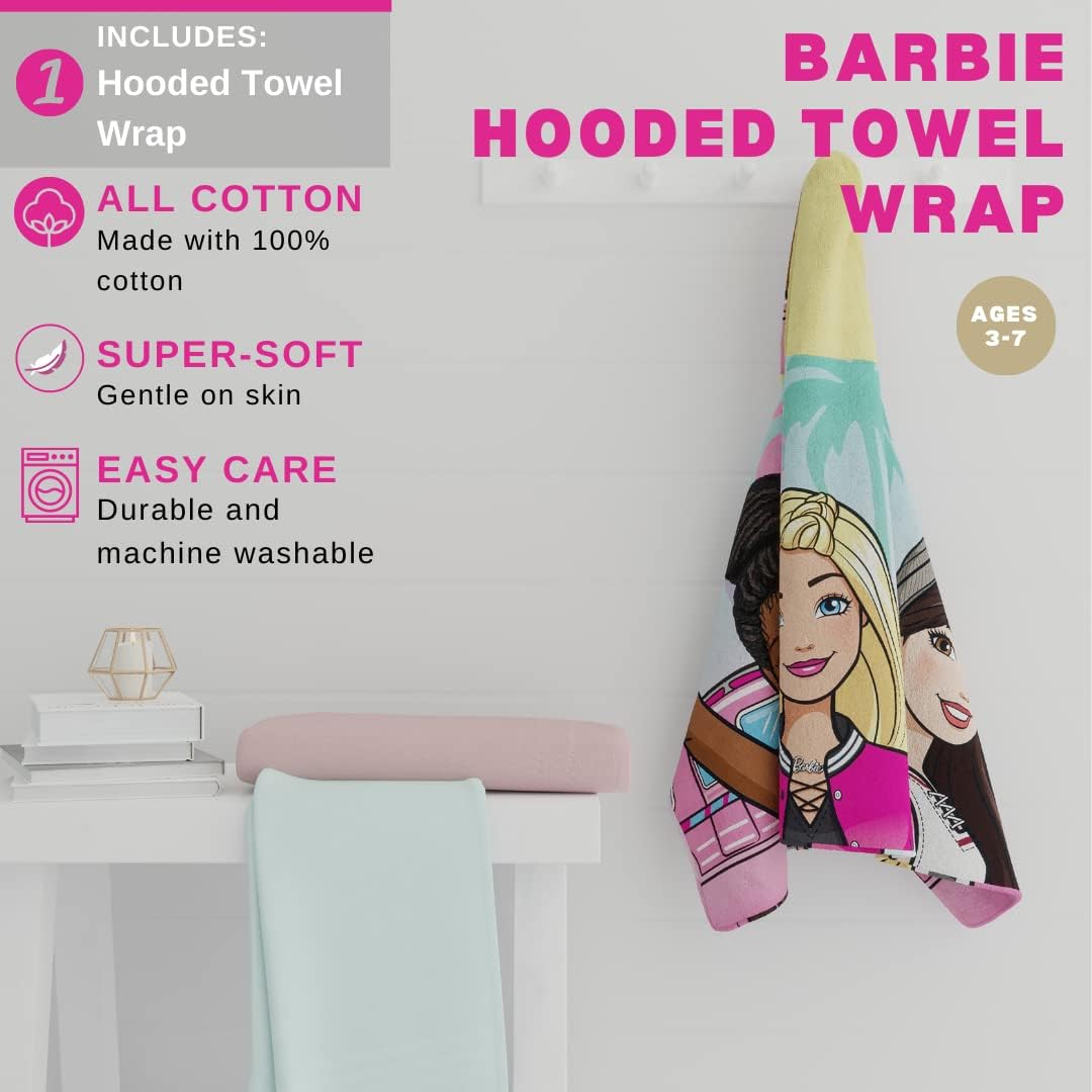 Barbie Hooded Bath Towel Wrap 24x50 by Franco Kids