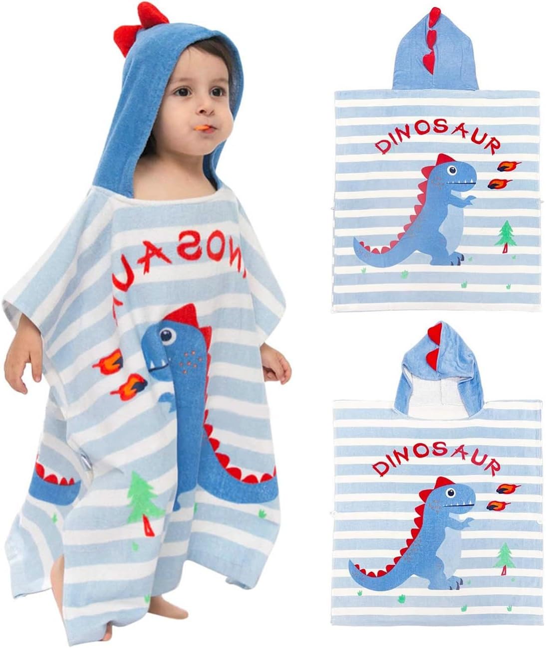 Kids Hooded Beach Towel Poncho with Animal Pattern