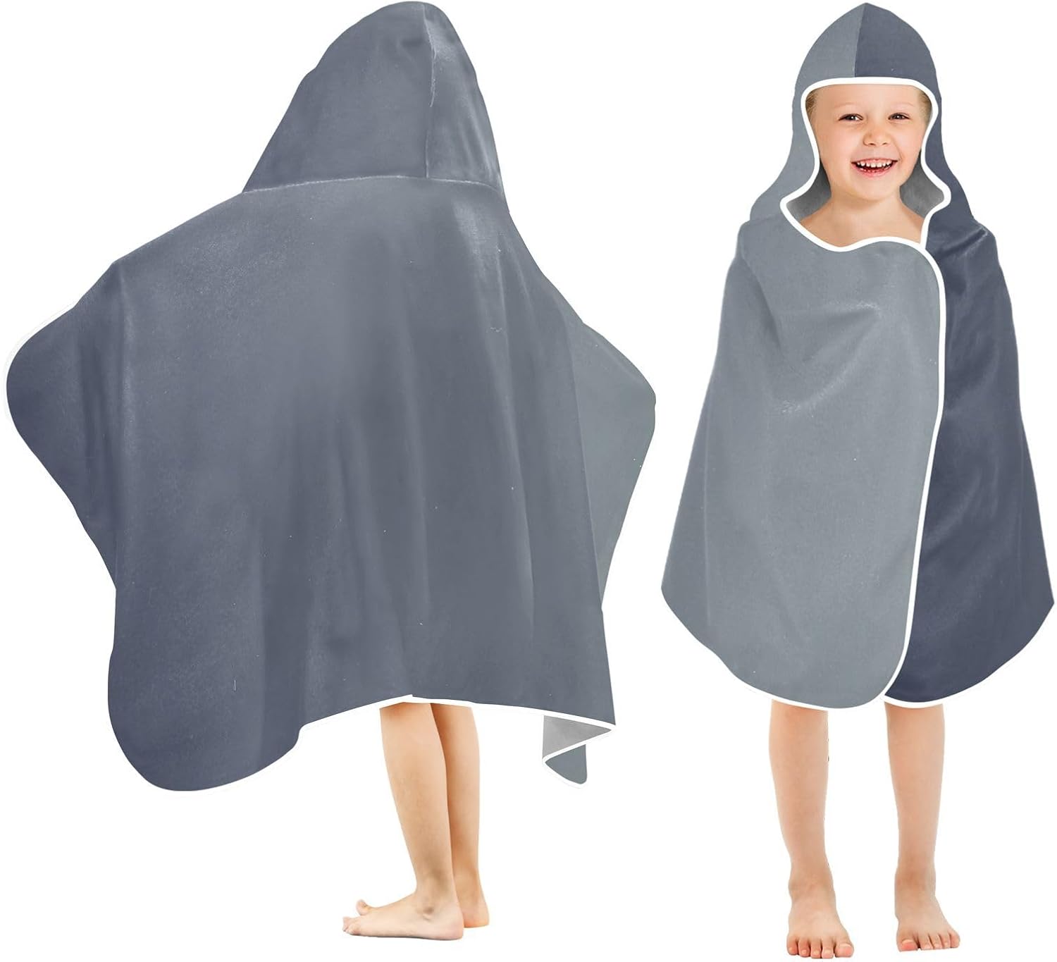Blue Grey Gradient Kids Bath Towels with Hood