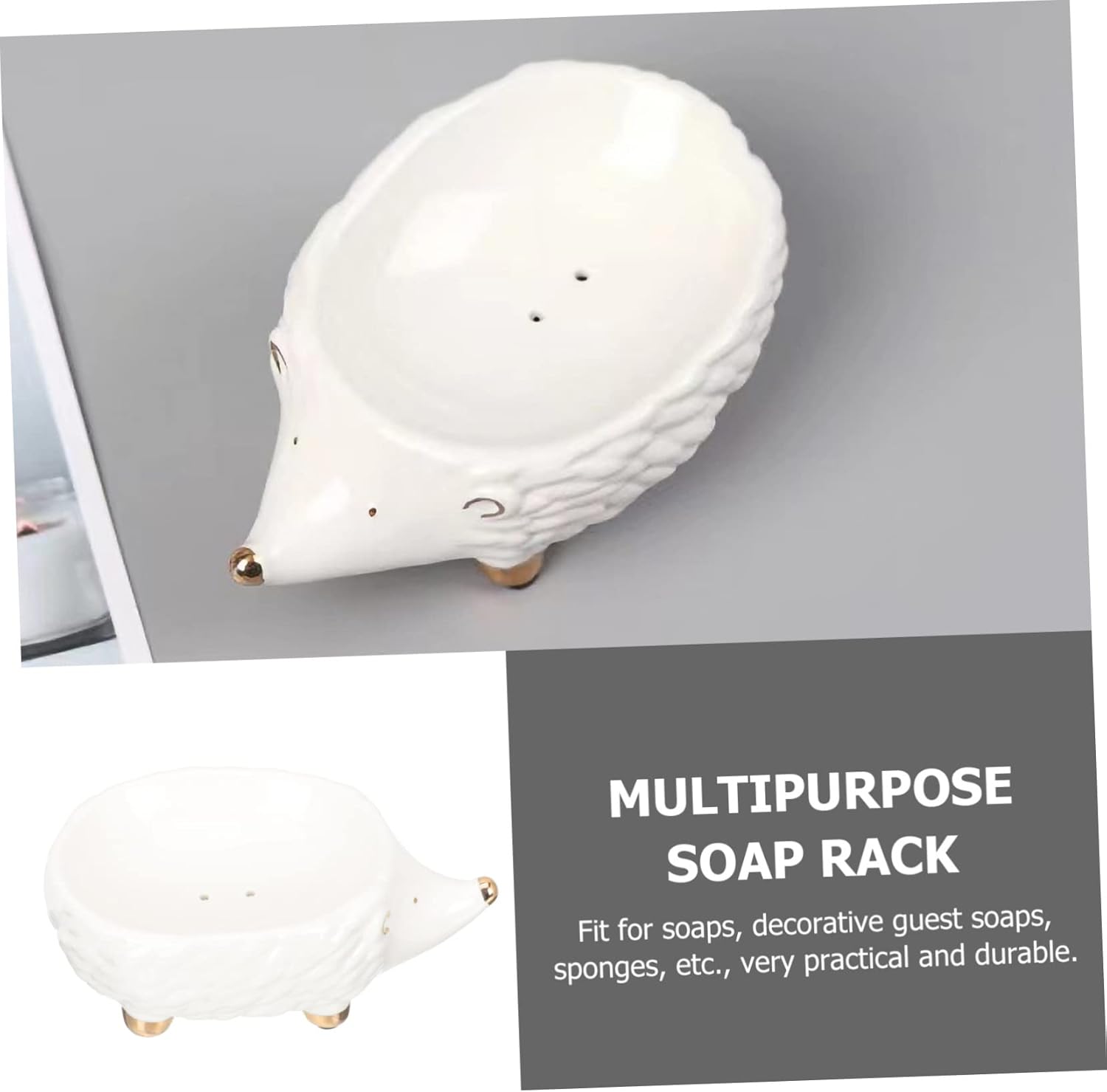 Ceramic Hedgehog Soap Holder for Bathroom Decor