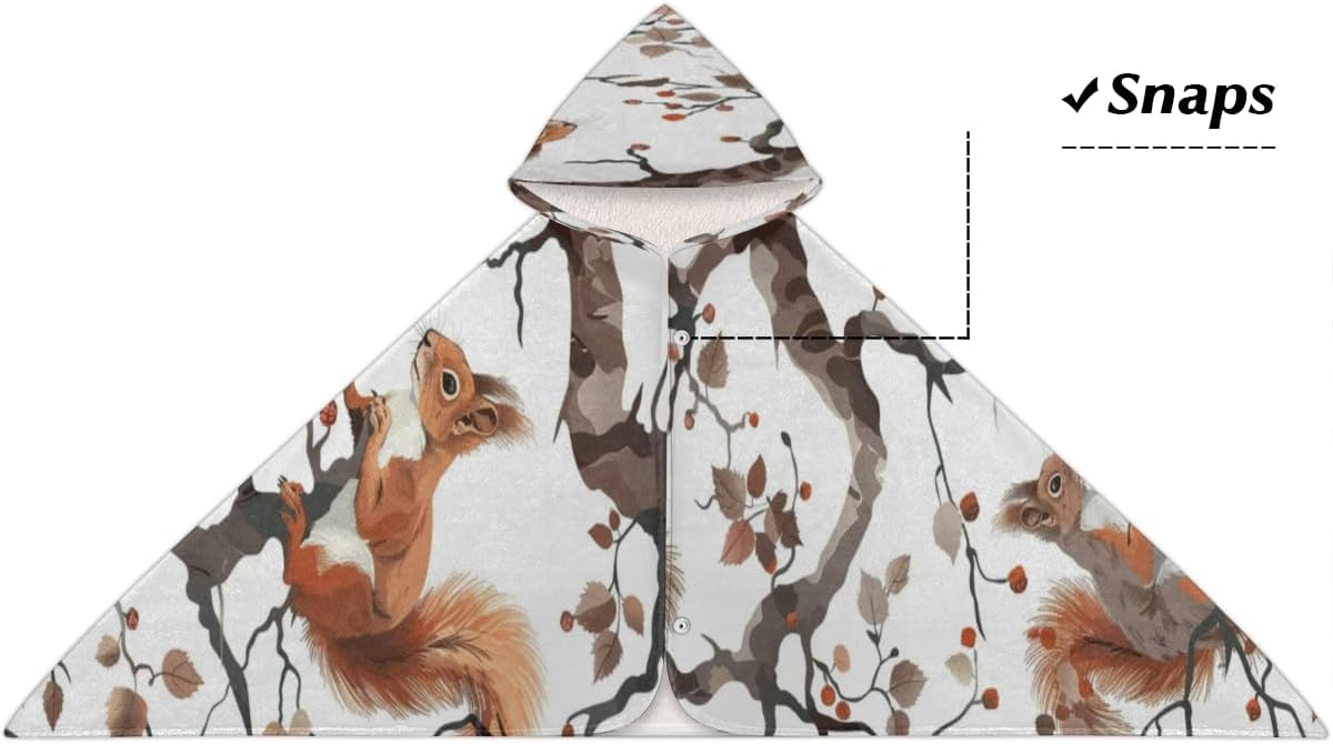 Squirrel Kids Hooded Beach Towel for Boys Girls