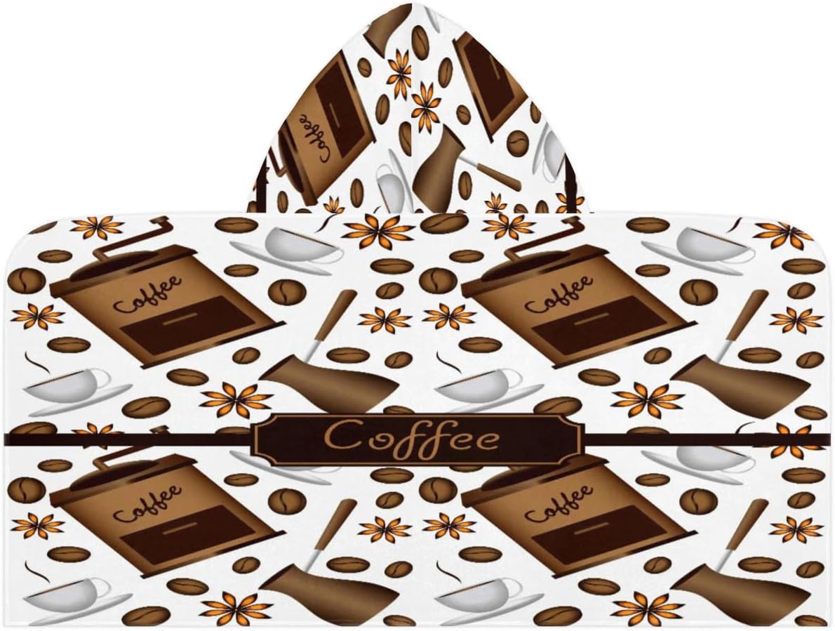 Lakiniss Classic Coffee Themed Kids Bath Towel 24x50 Inch