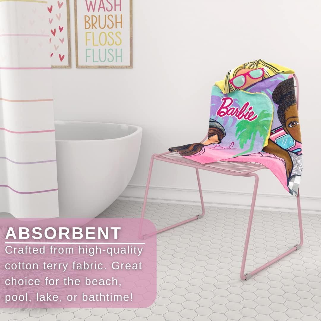 Barbie Hooded Bath Towel Wrap 24x50 by Franco Kids