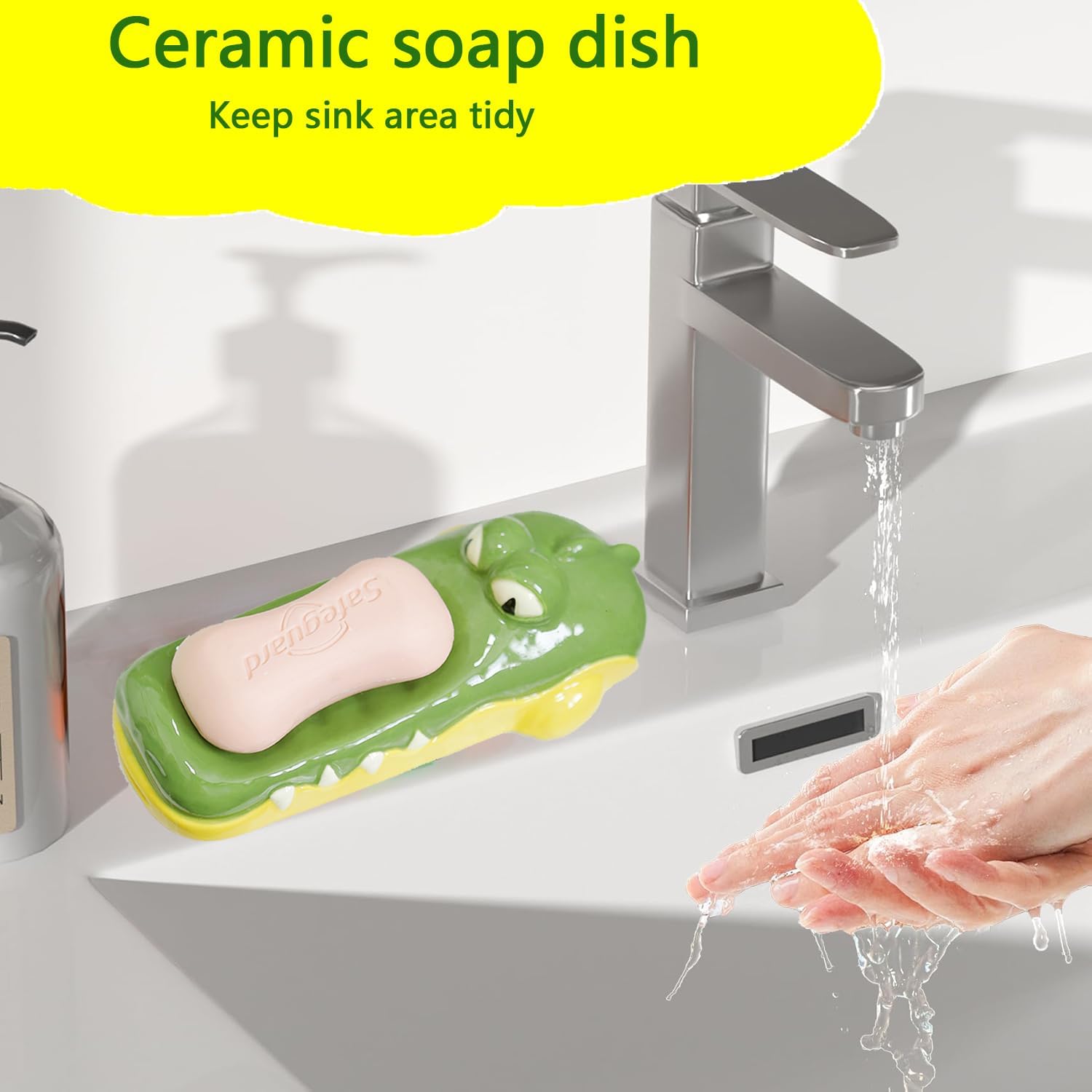 UAYBABU Crocodile Soap Dish Self-Draining Kitchen Sink Organizer