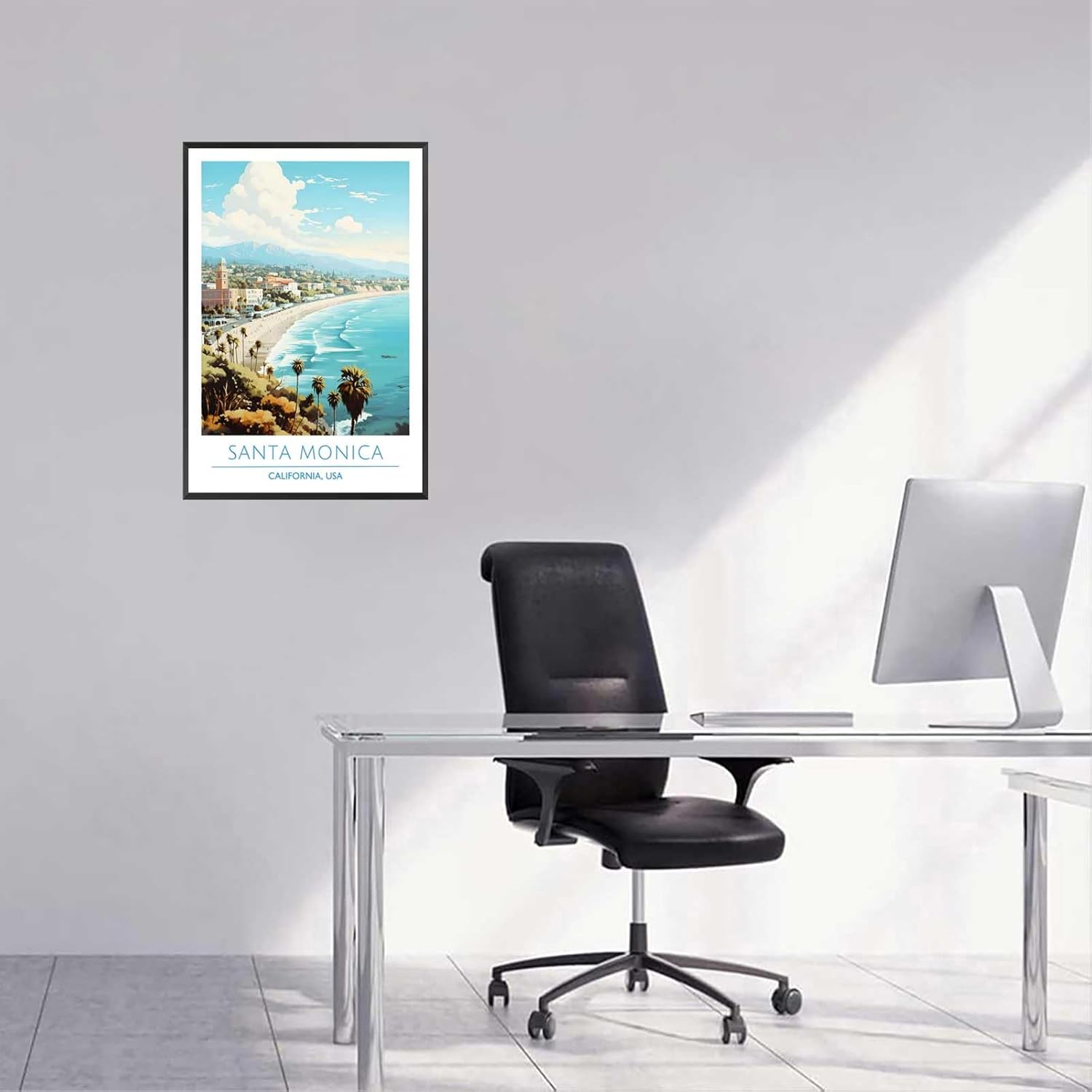 Santa Monica Coast Framed Poster 24x36in