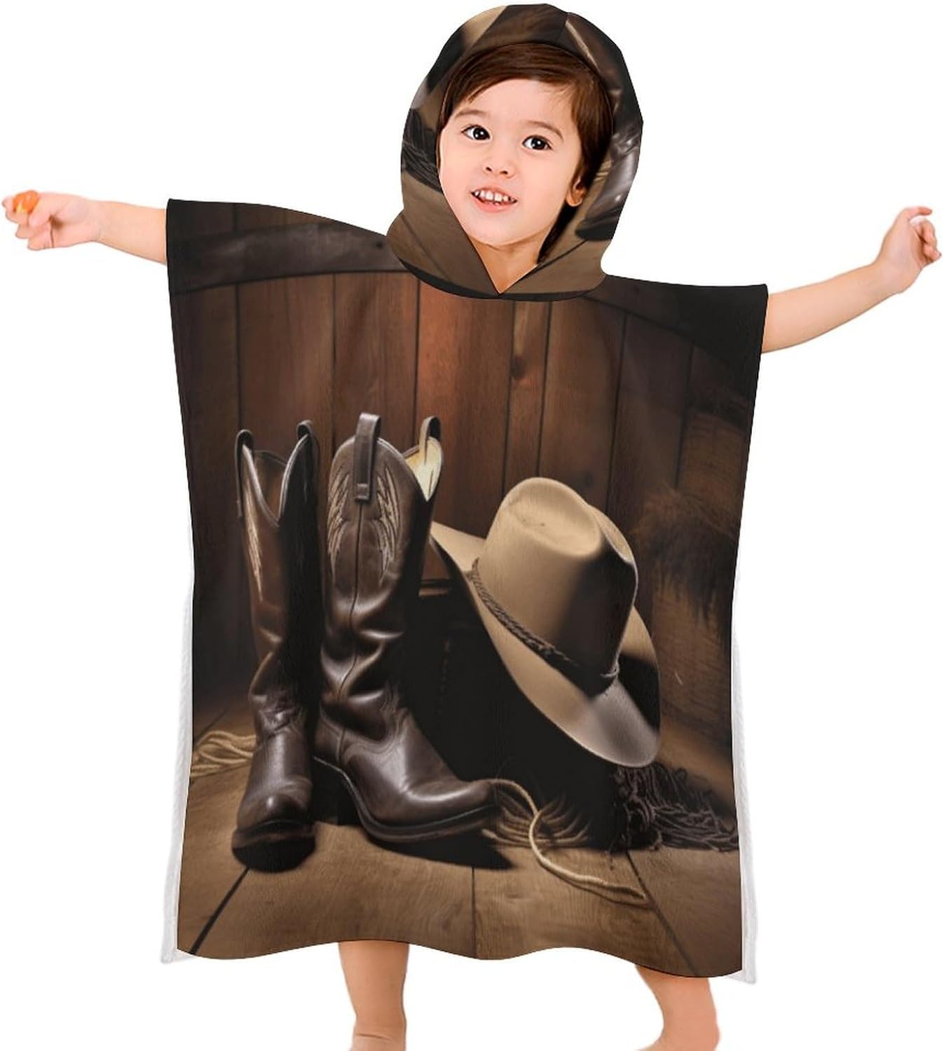 Kids Hooded Towel with Cowboy Print