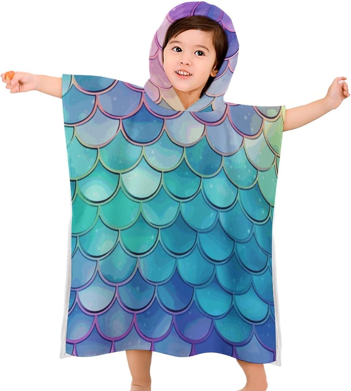 Kids Hooded Bath Towel Mermaid Print