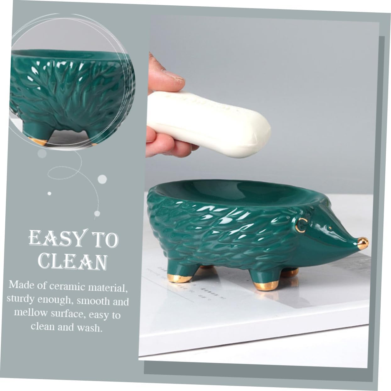 VOSAREA Ceramic Soap Stand Draining Holder for Bathroom Kitchen