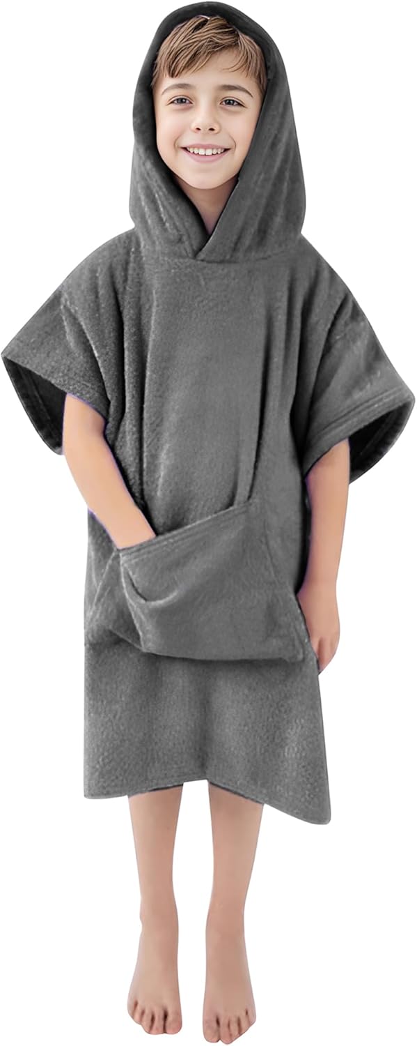 MissShorthair Kids Hooded Beach Towel with Pullover Design
