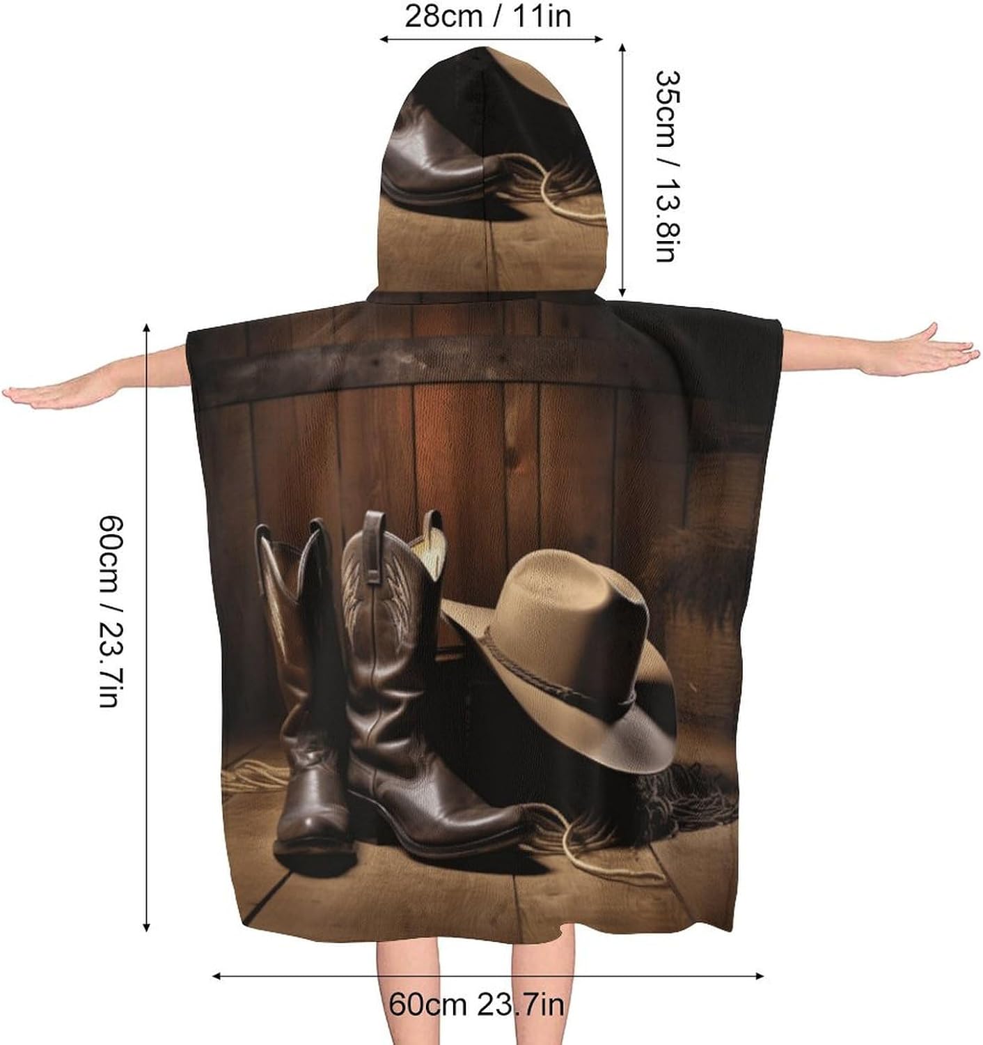 Kids Hooded Towel with Cowboy Print