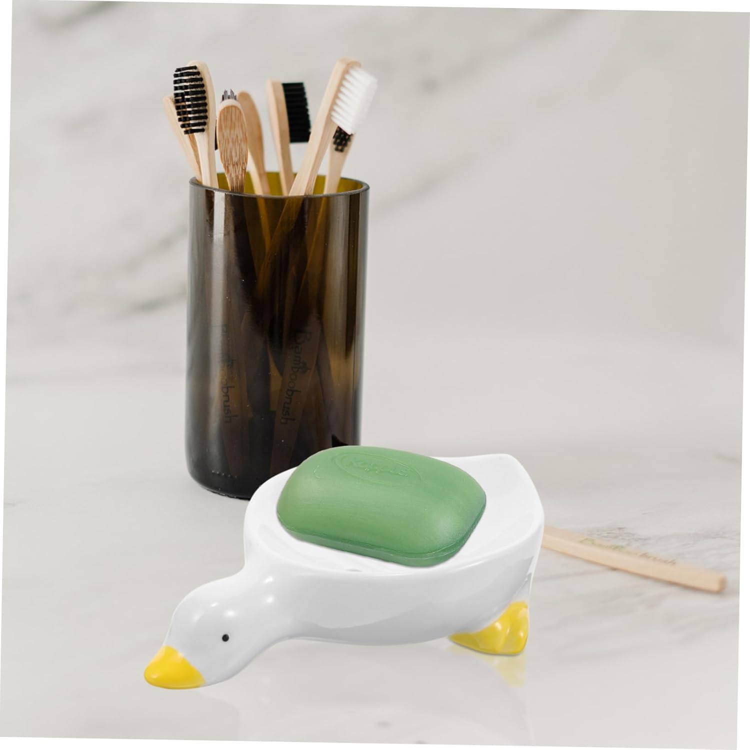 Ciieeo Duck Soap Case Self Draining Holder Ceramic Dish