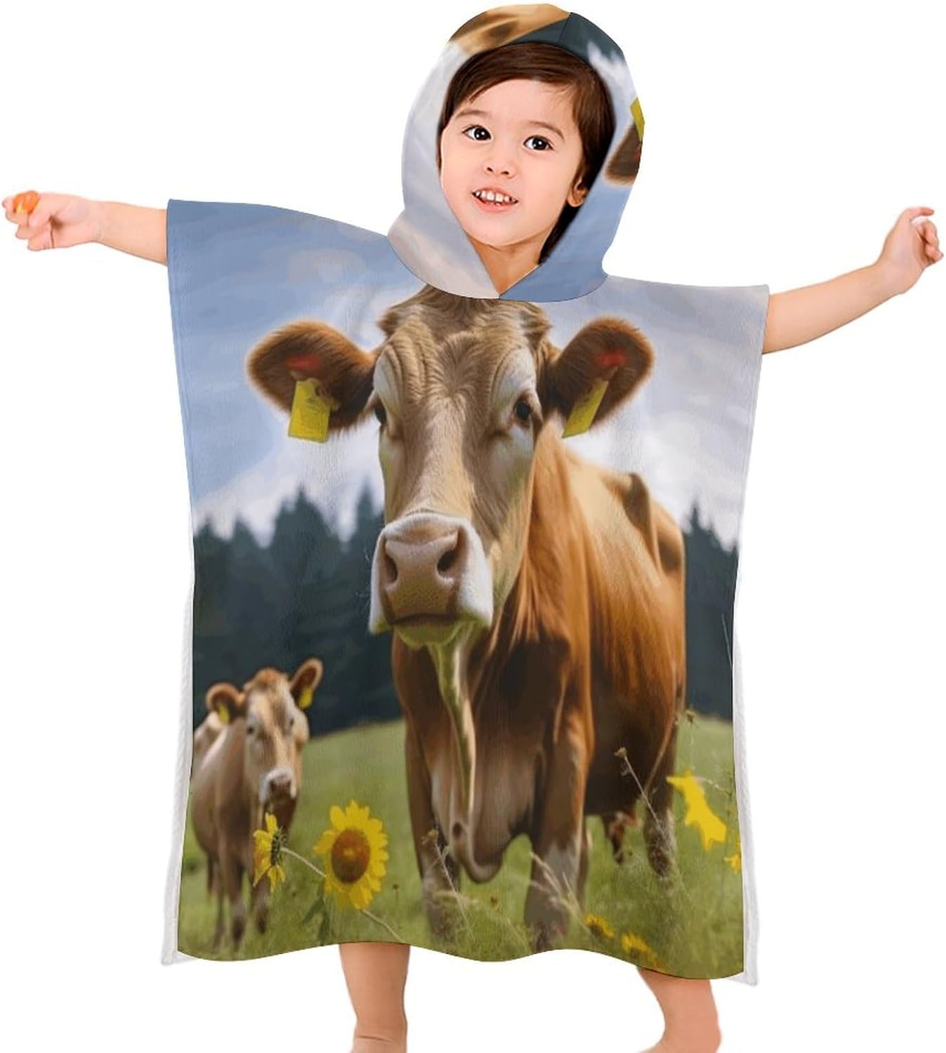 Animal Print Kids Hooded Bath Towel for Boys Girls