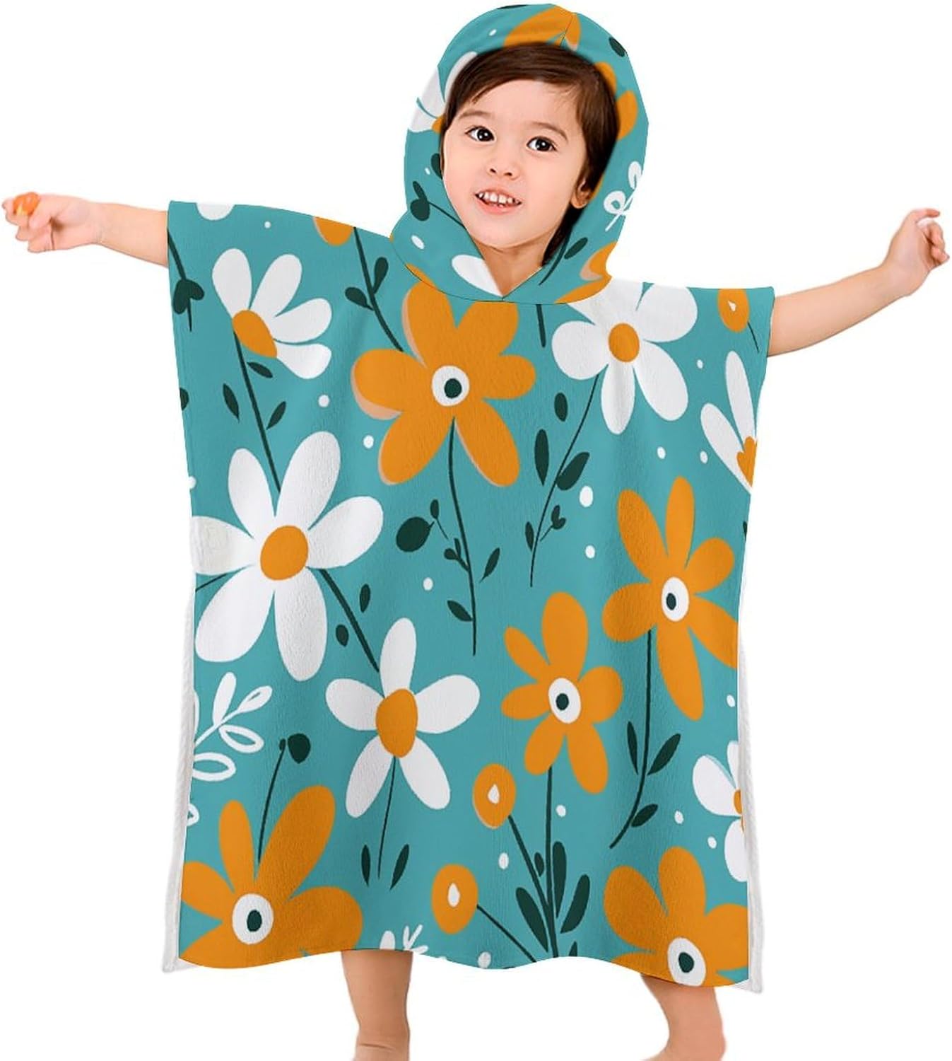 Kids Hooded Bath Towel with Hand Drawn Doodles