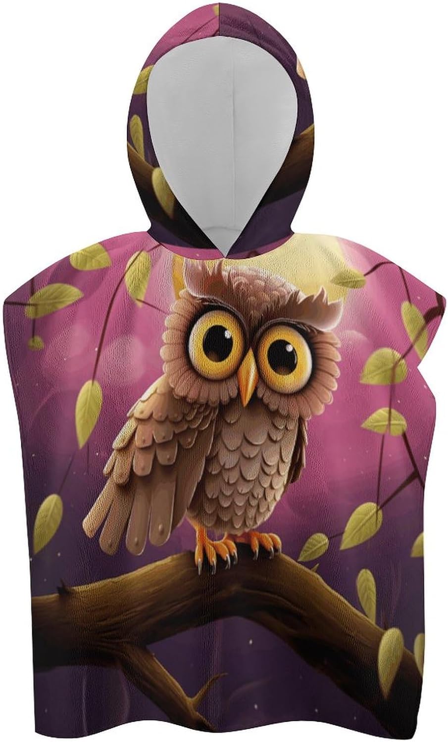 Kids Owl Print Hooded Bath Towel for Boys Girls