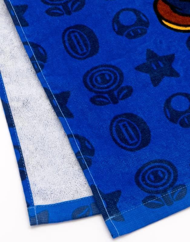 Super Mario Kids Towel Poncho - Blue Mario Luigi Bath Towel